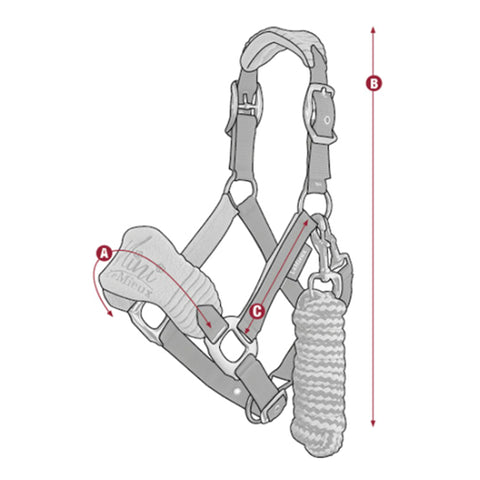 Mini LeMieux Vogue Fleece Headcollar and Rope Size Guide Image