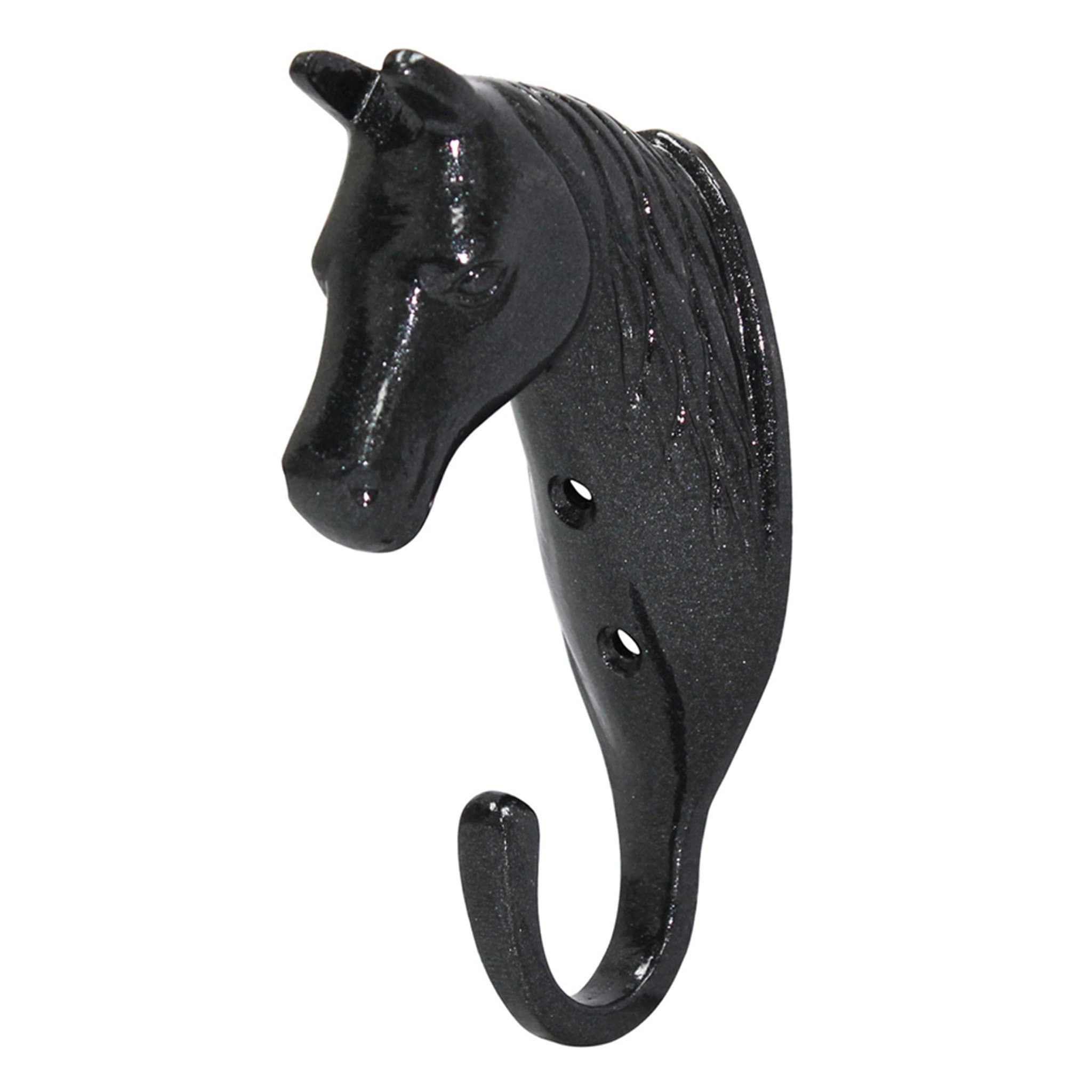 Perry Equestrian Horse Head Single Hook - Black