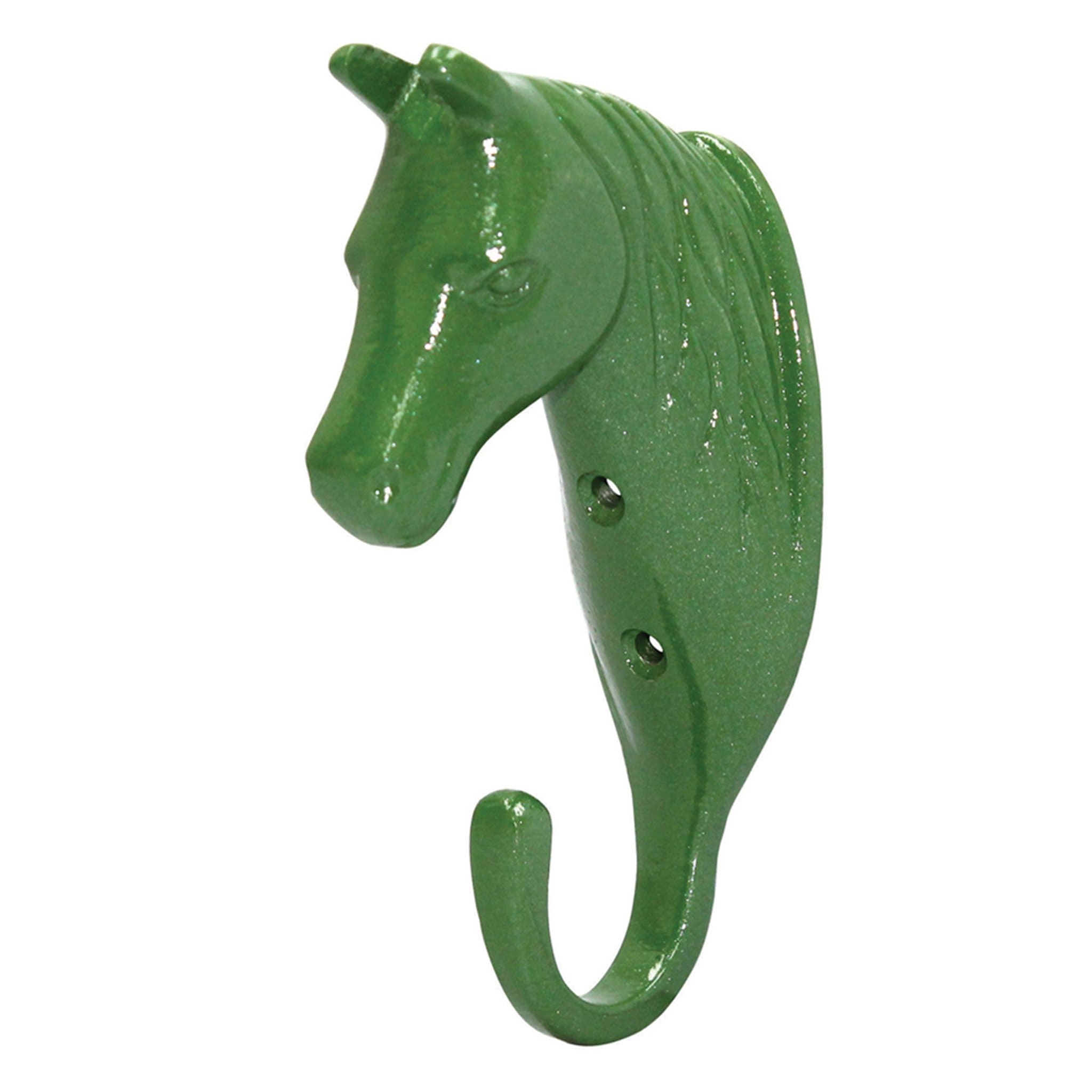 Perry Equestrian Horse Head Single Hook - Green