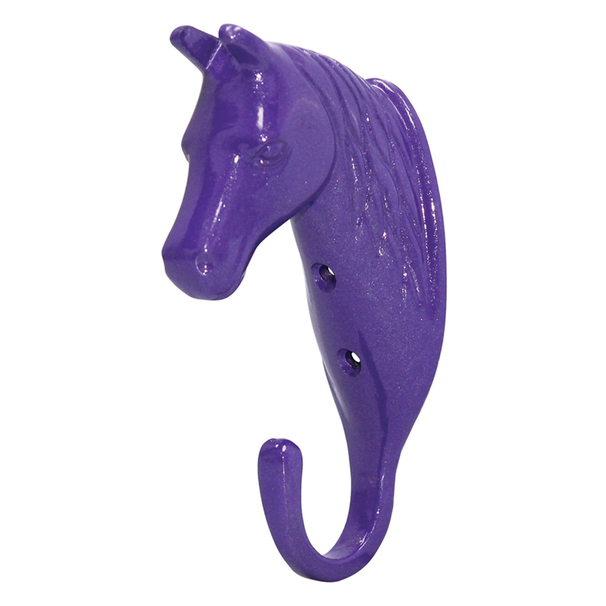 Perry Equestrian Horse Head Single Hook - Purple