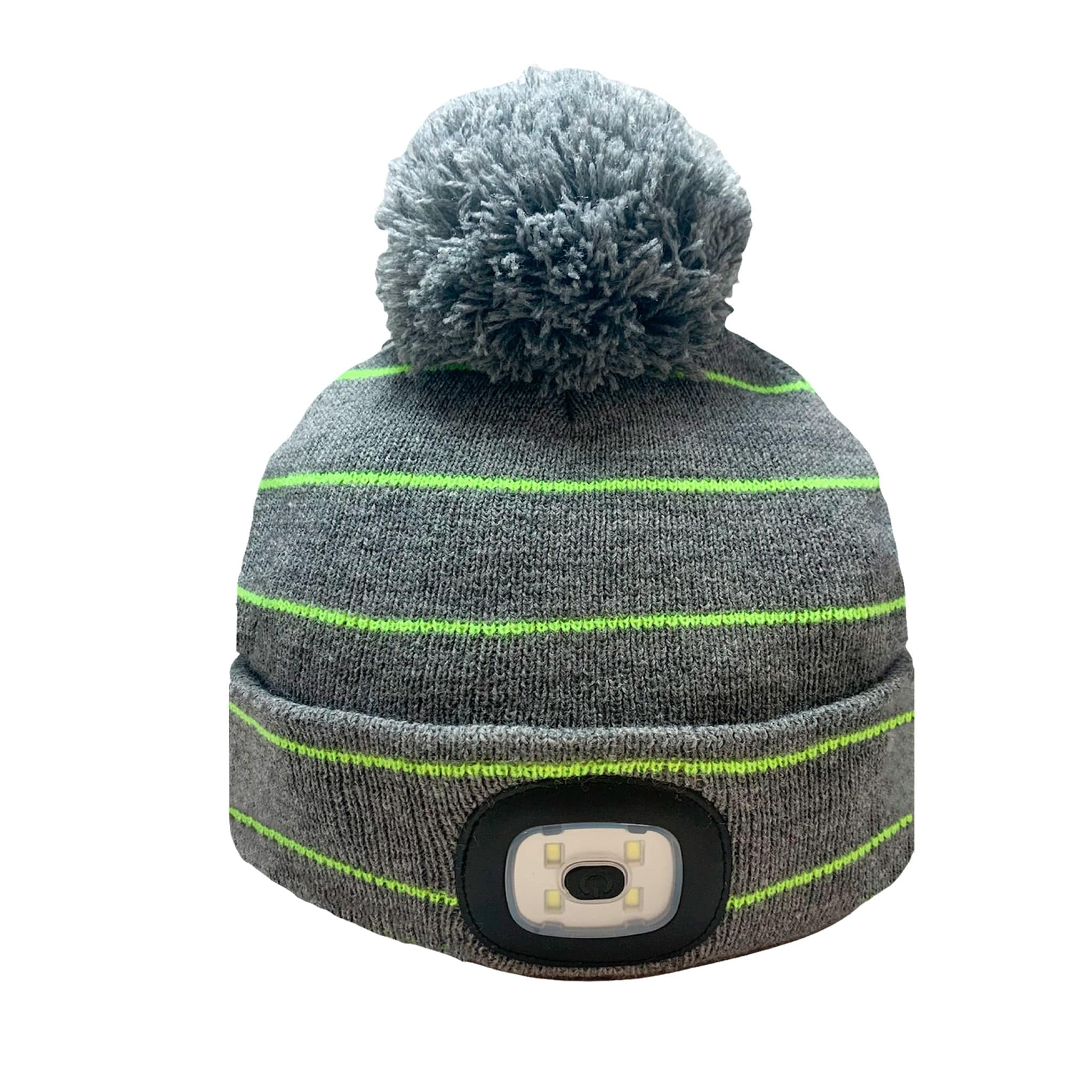 Platinum Children's LED Striped Hat Grey Pom Pom KA000158