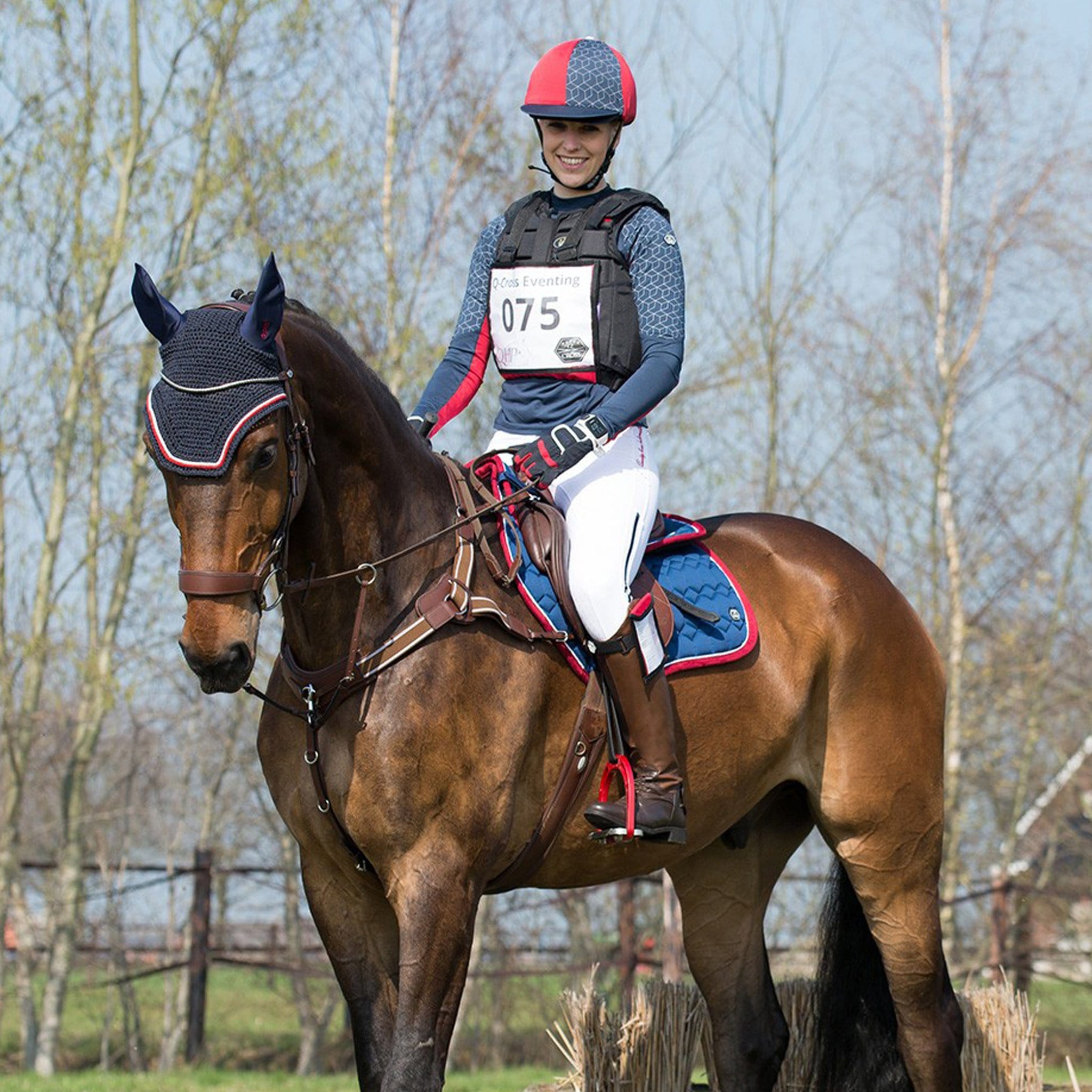 QHP Eldorado GP Saddle Pad Navy/Red Pony