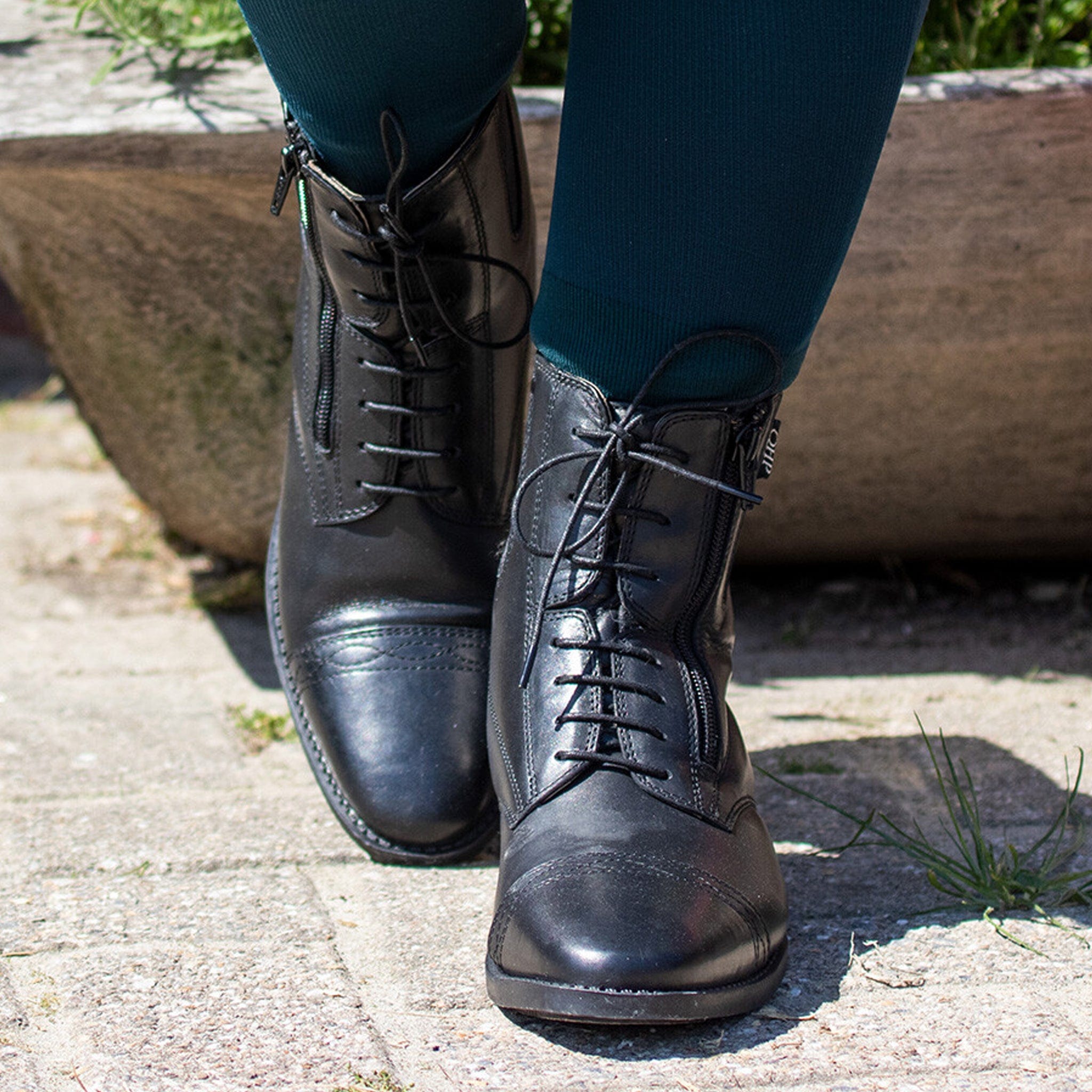 QHP Ezra Lace Up Jodhpur Boots With Side Zip