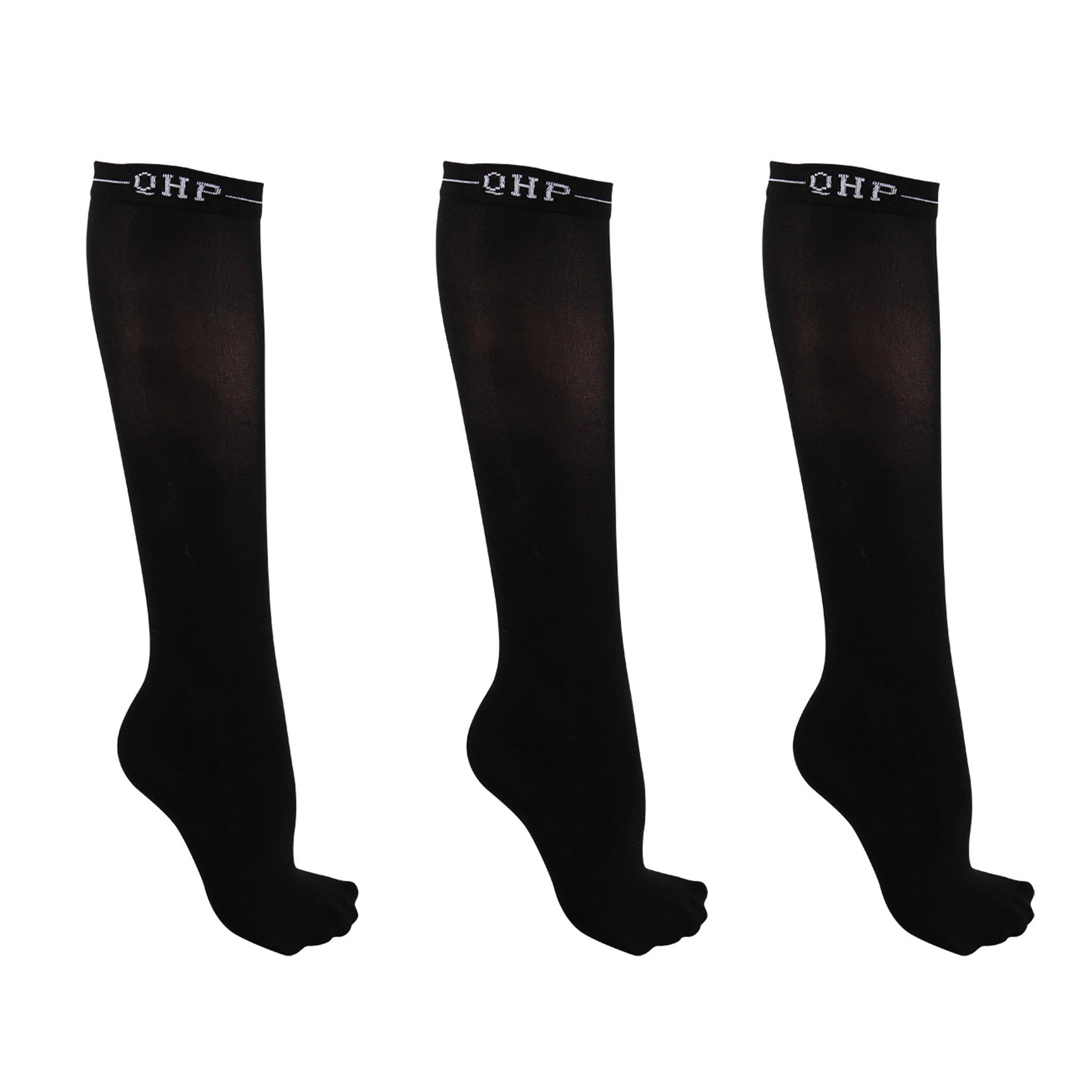 QHP Knee Length Riding Socks 3 Pack 7132 Black