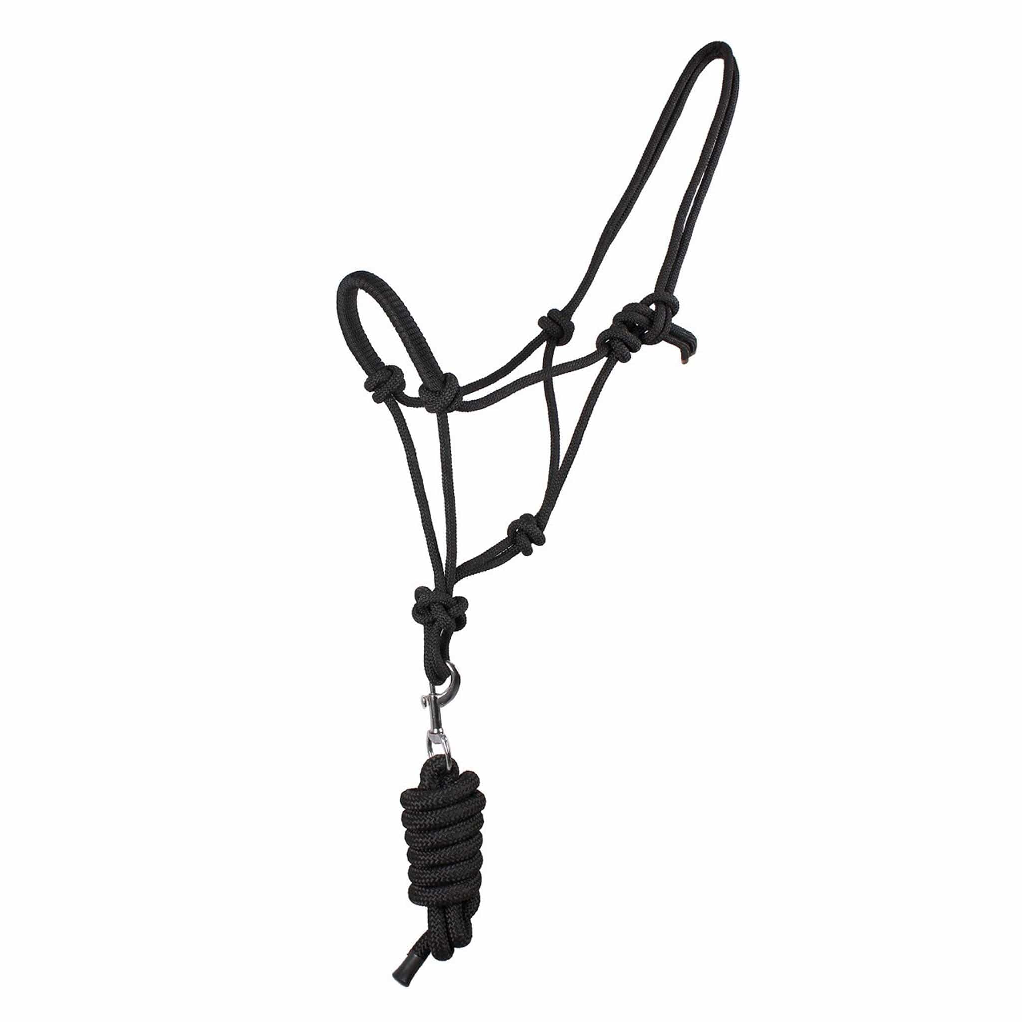 QHP Rope Halter Set With Lead Rope 1072 Black