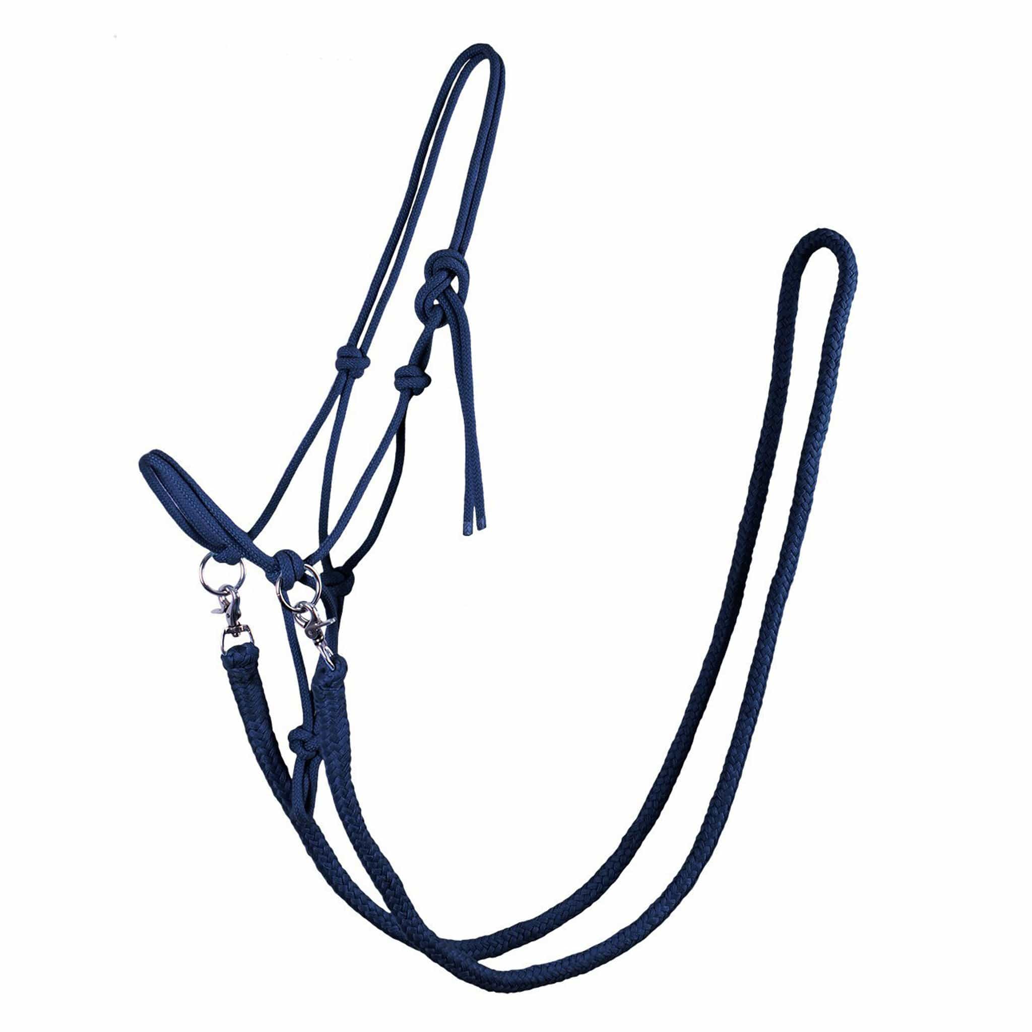 Qhp Rope Halter With Reins - Full · Navy