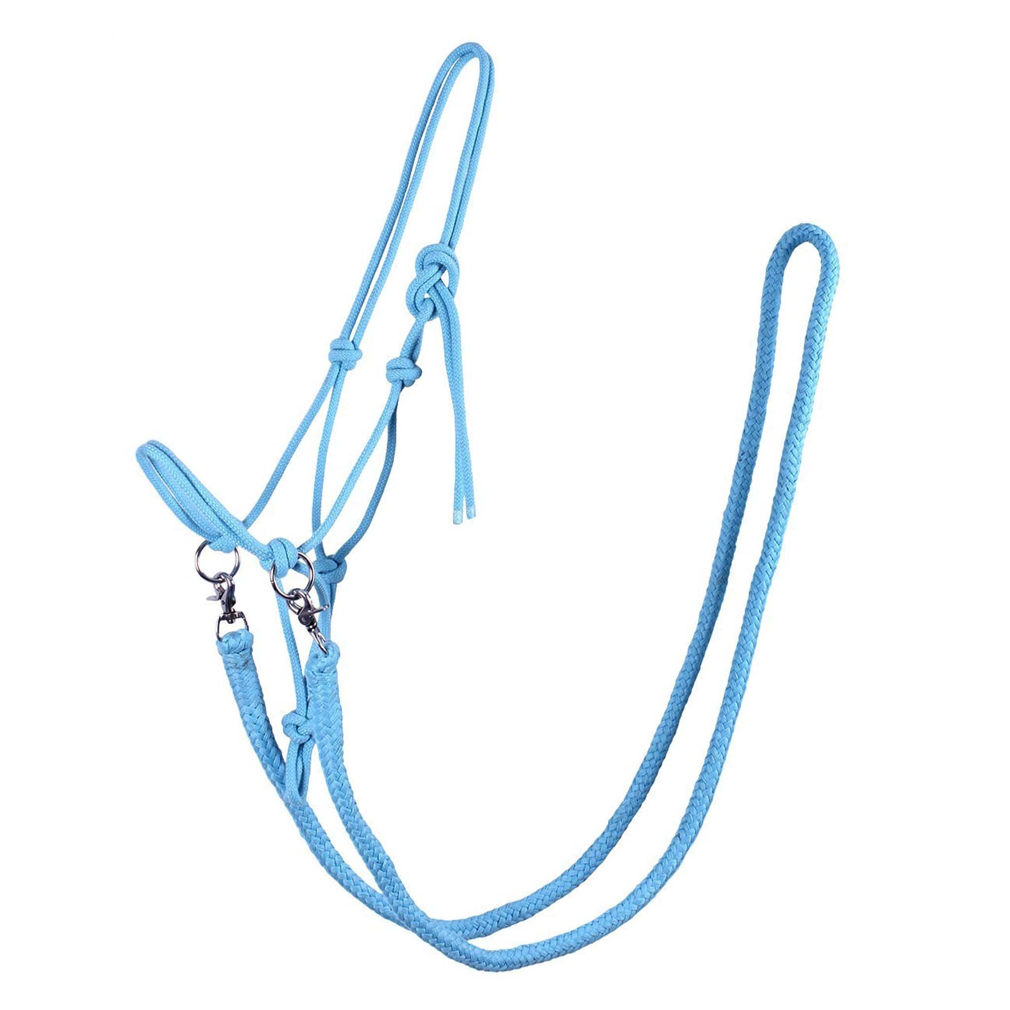 Qhp Rope Halter With Reins - Cob · Sky Blue