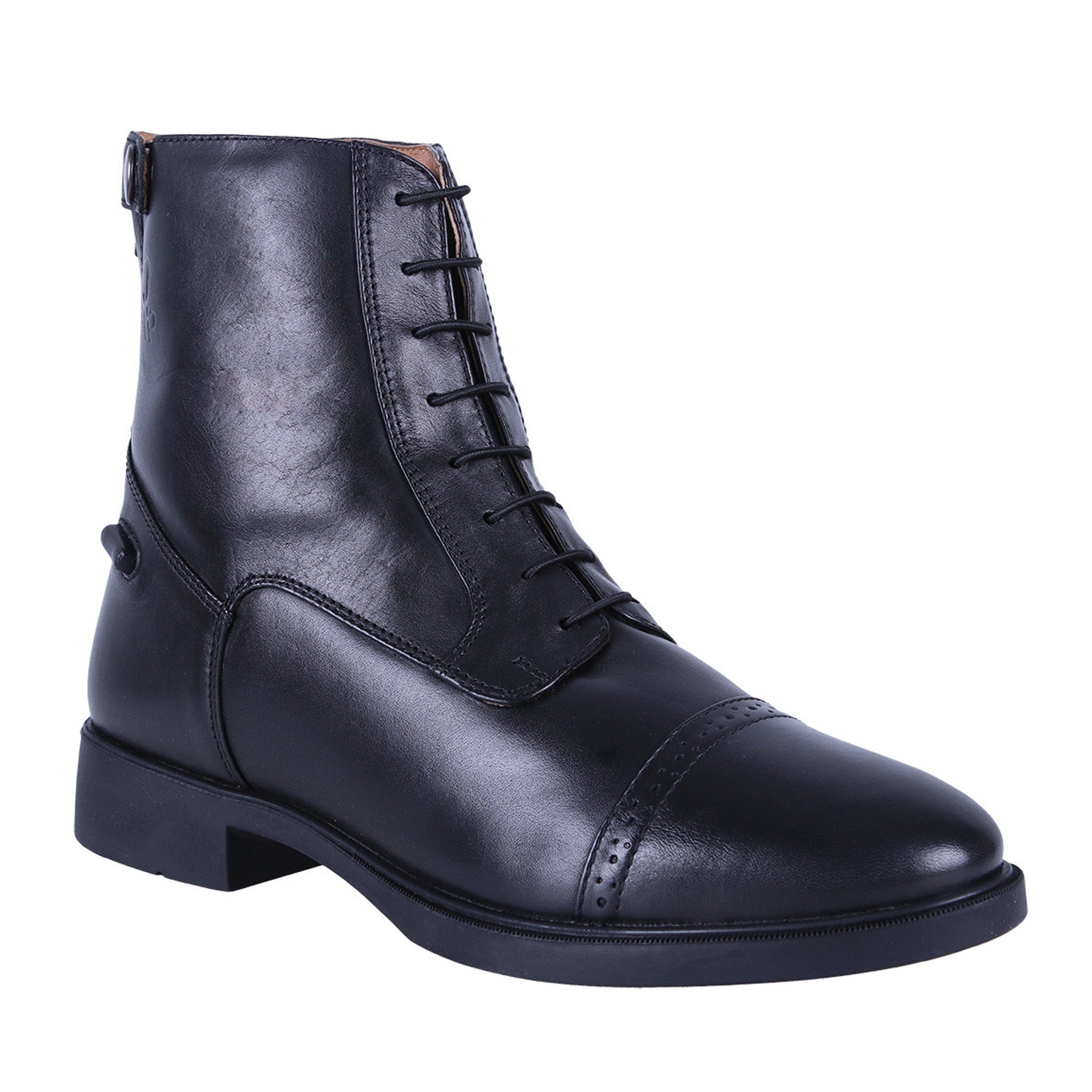 QHP Toulouse Lace Up Jodhpur Boots With Rear Zip 7037 Black Front