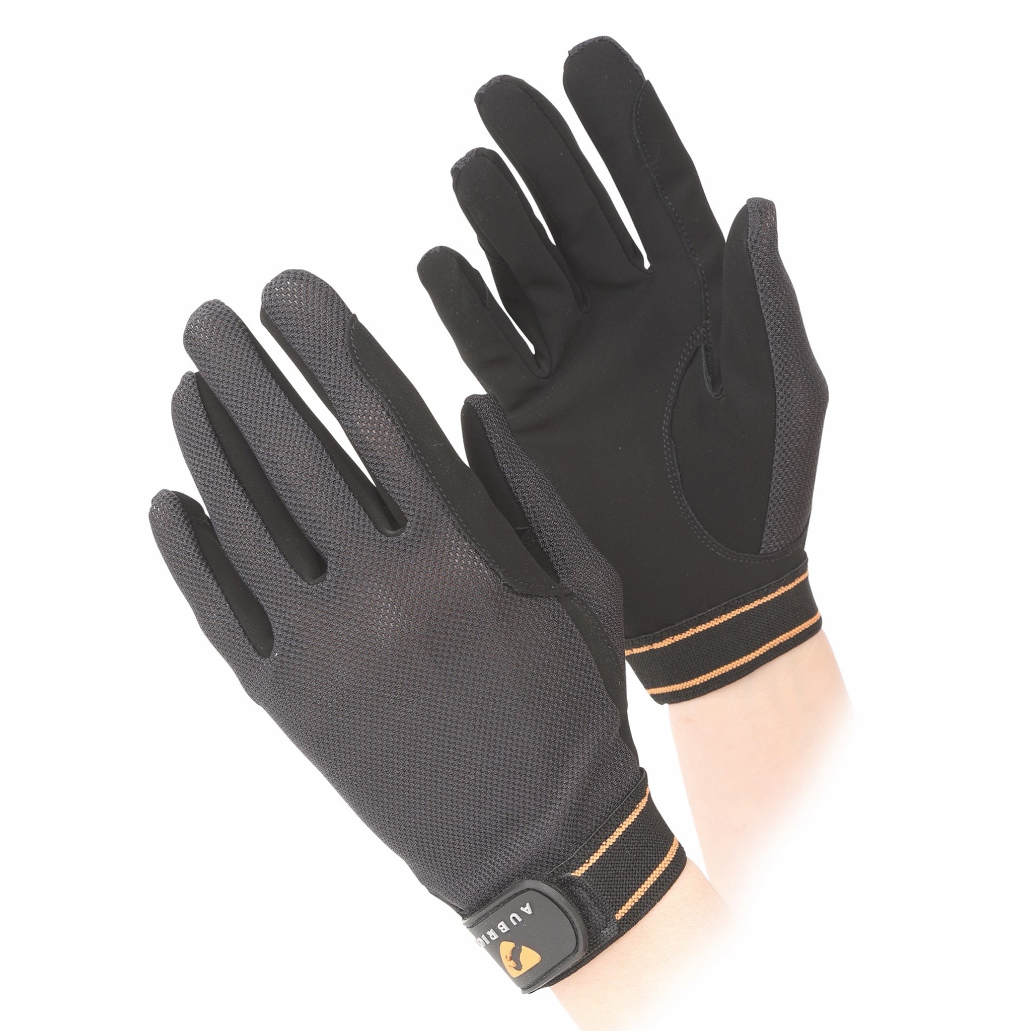 Aubrion Children's Mesh Riding Gloves - 7 - 8 Years · Black