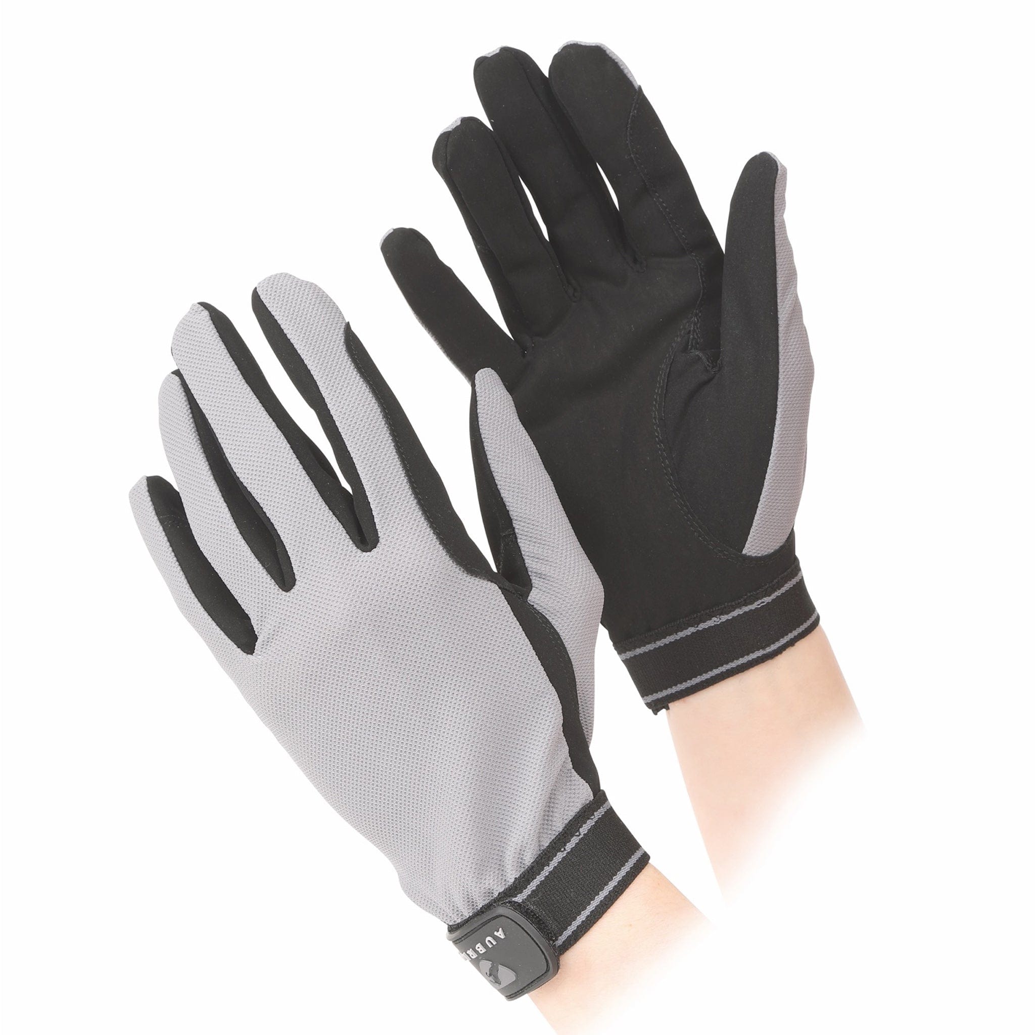 Aubrion Children's Mesh Riding Gloves - 9 - 10 Years · Grey