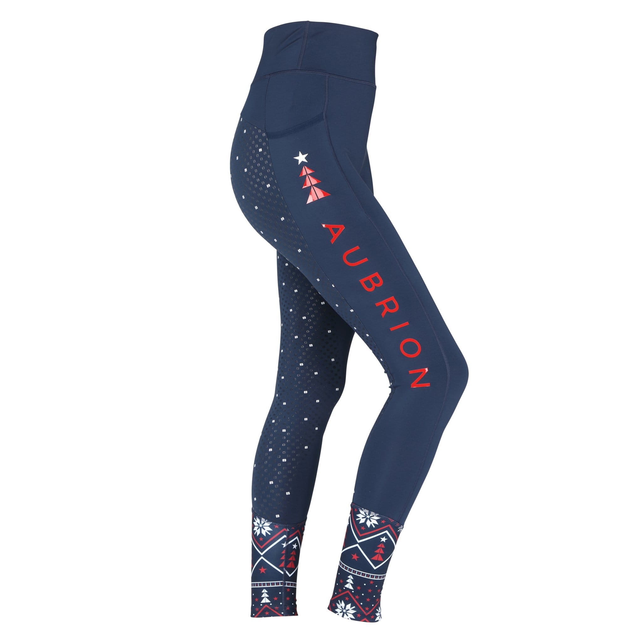 Aubrion Christmas Silicone Full Seat Riding Tights 8283 Navy Side