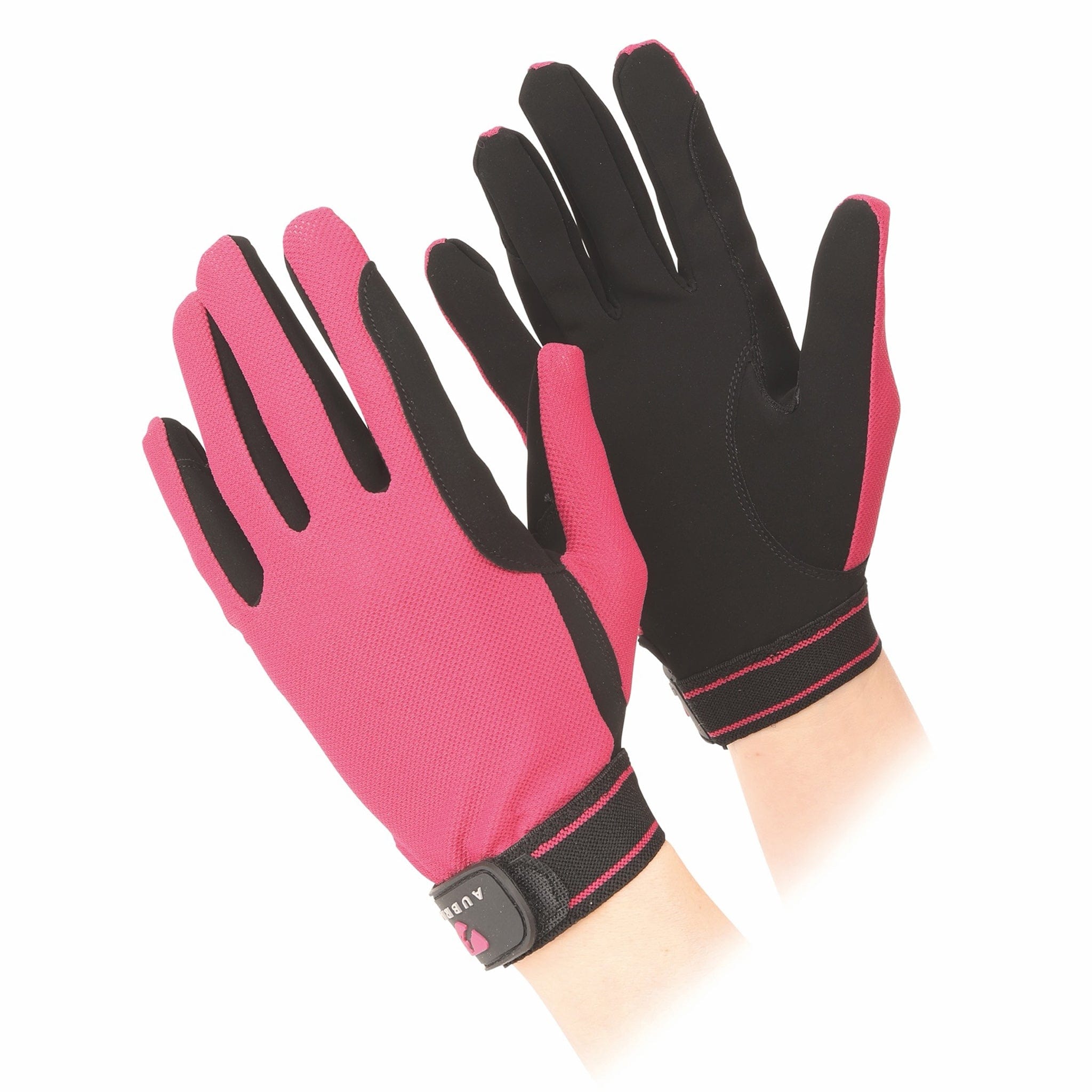 Aubrion Mesh Riding Gloves - 9 · Raspberry