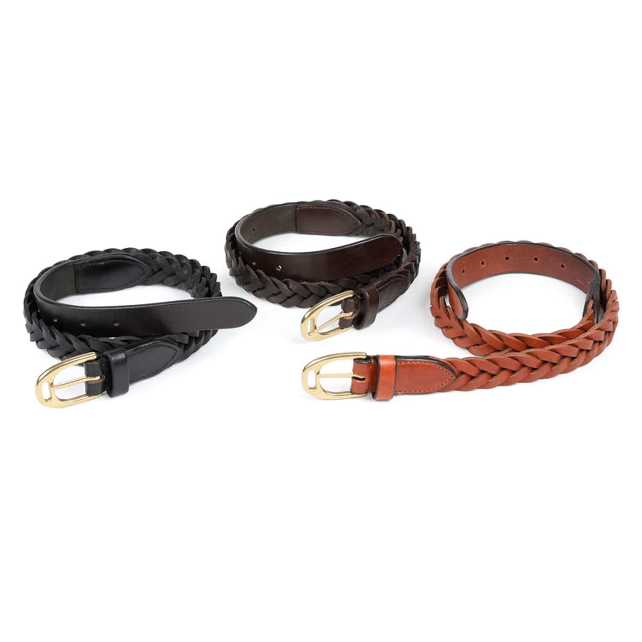 Shires Aubrion Plaited Leather Belt - Brown Size 70cm