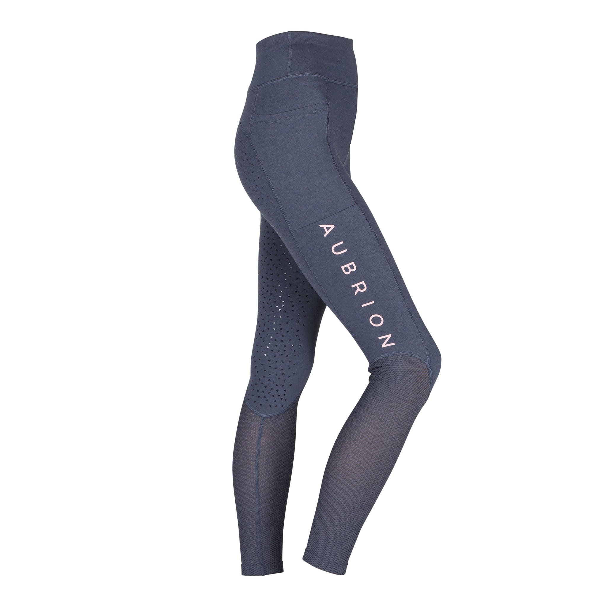 Aubrion Rhythm Mesh Silicone Full Seat Riding Tights Navy Side 8958