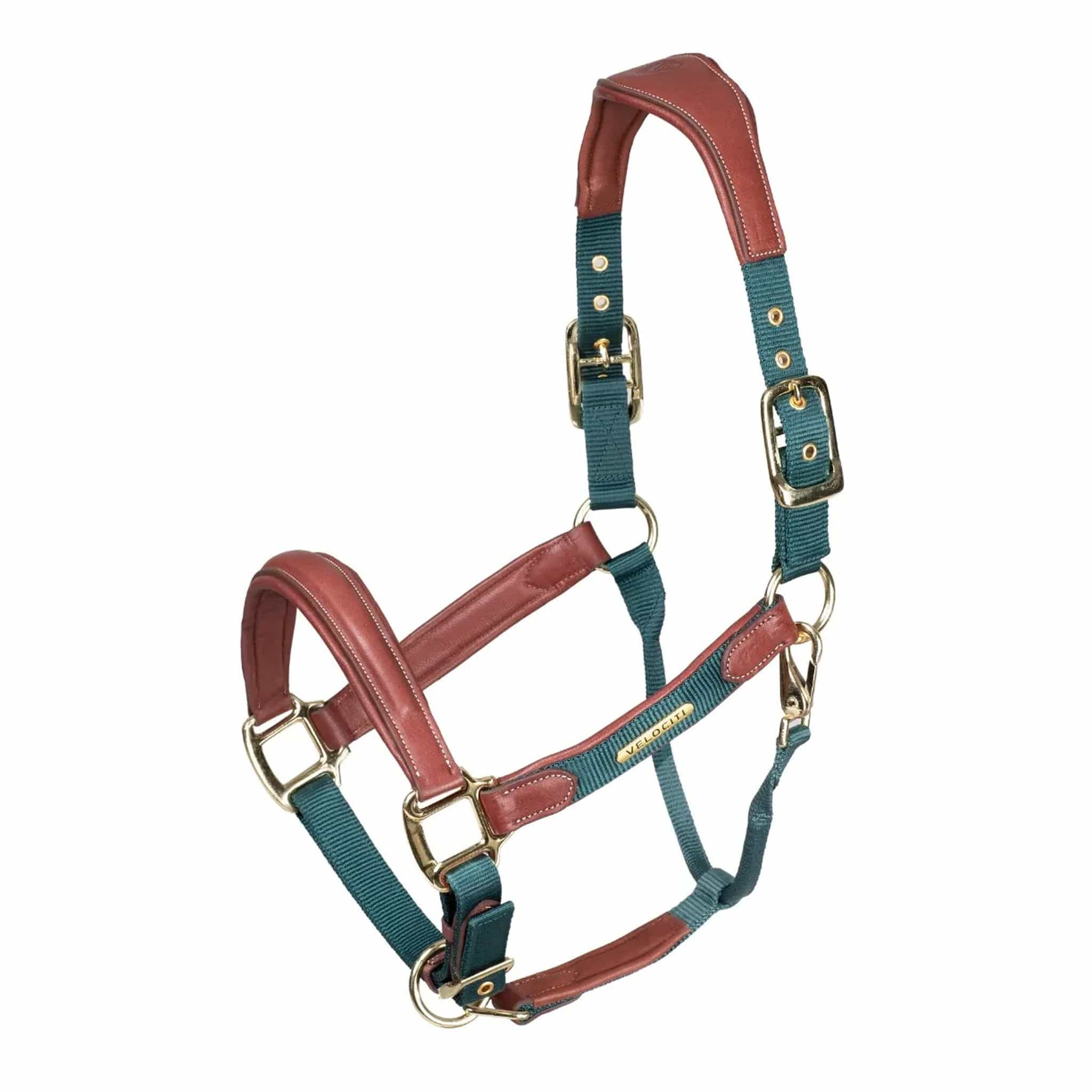 Velociti Lusso Padded Leather Headcollar - Pony · Green