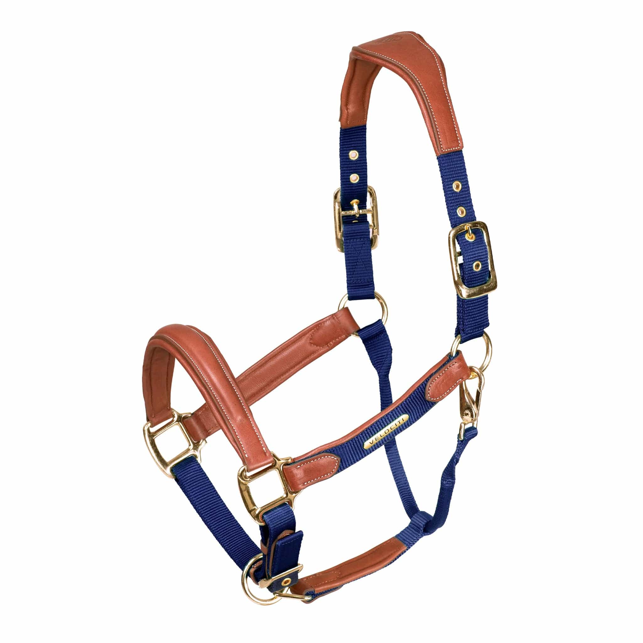 Velociti Lusso Padded Leather Headcollar - Pony · Navy