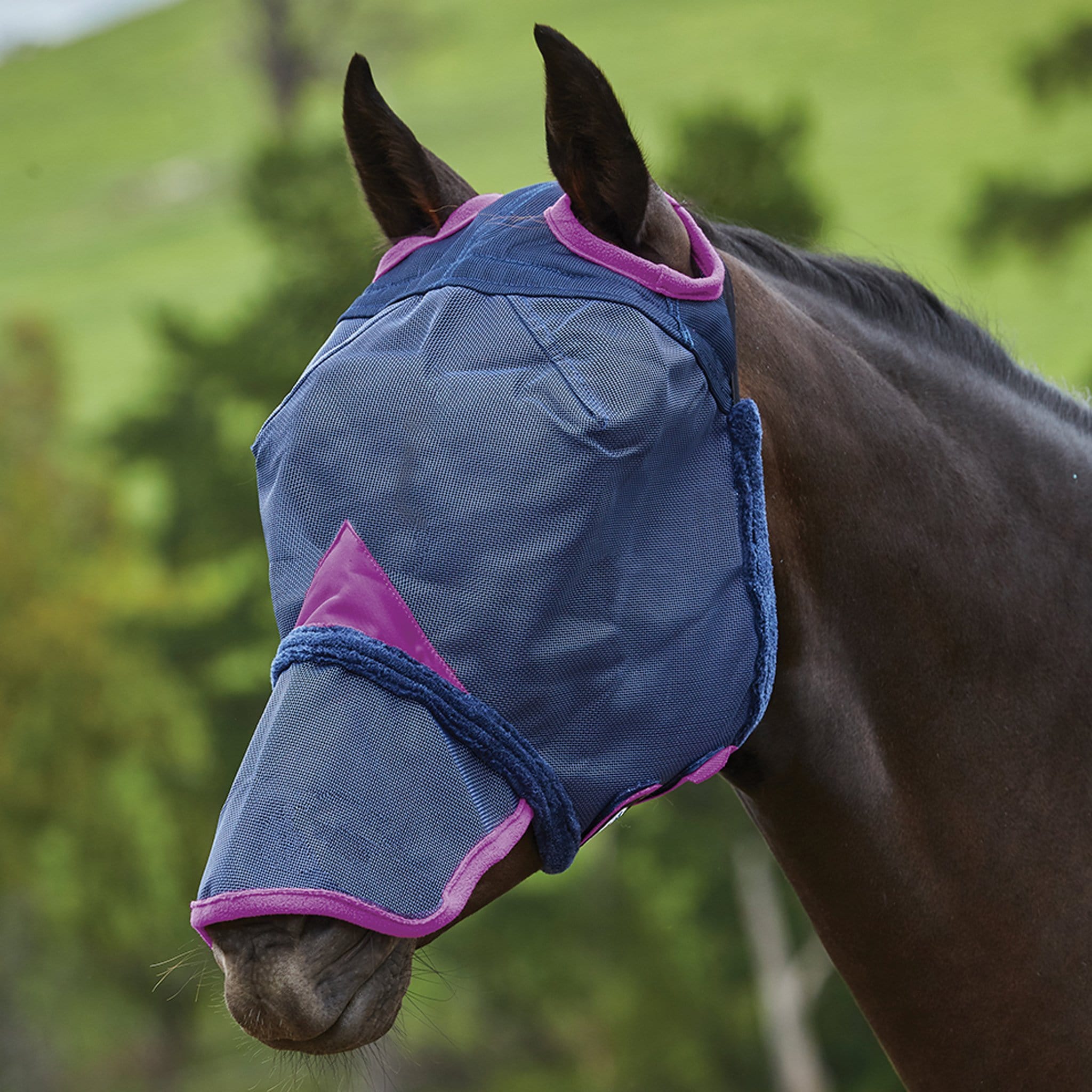 Weatherbeeta Durable Mesh Fly Mask With Nose 1003150001 Navy and Purple
