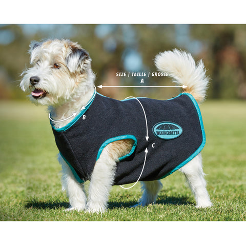 Weatherbeeta Cozi-Dri Dog Coat and Fleece Zip Dog Coat Size Guide Image
