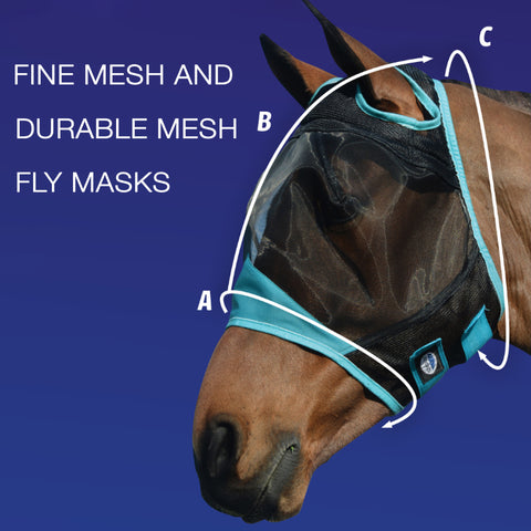 Weatherbeeta Durable Mesh and Fly Mesh Fly Mask Size Guide Image