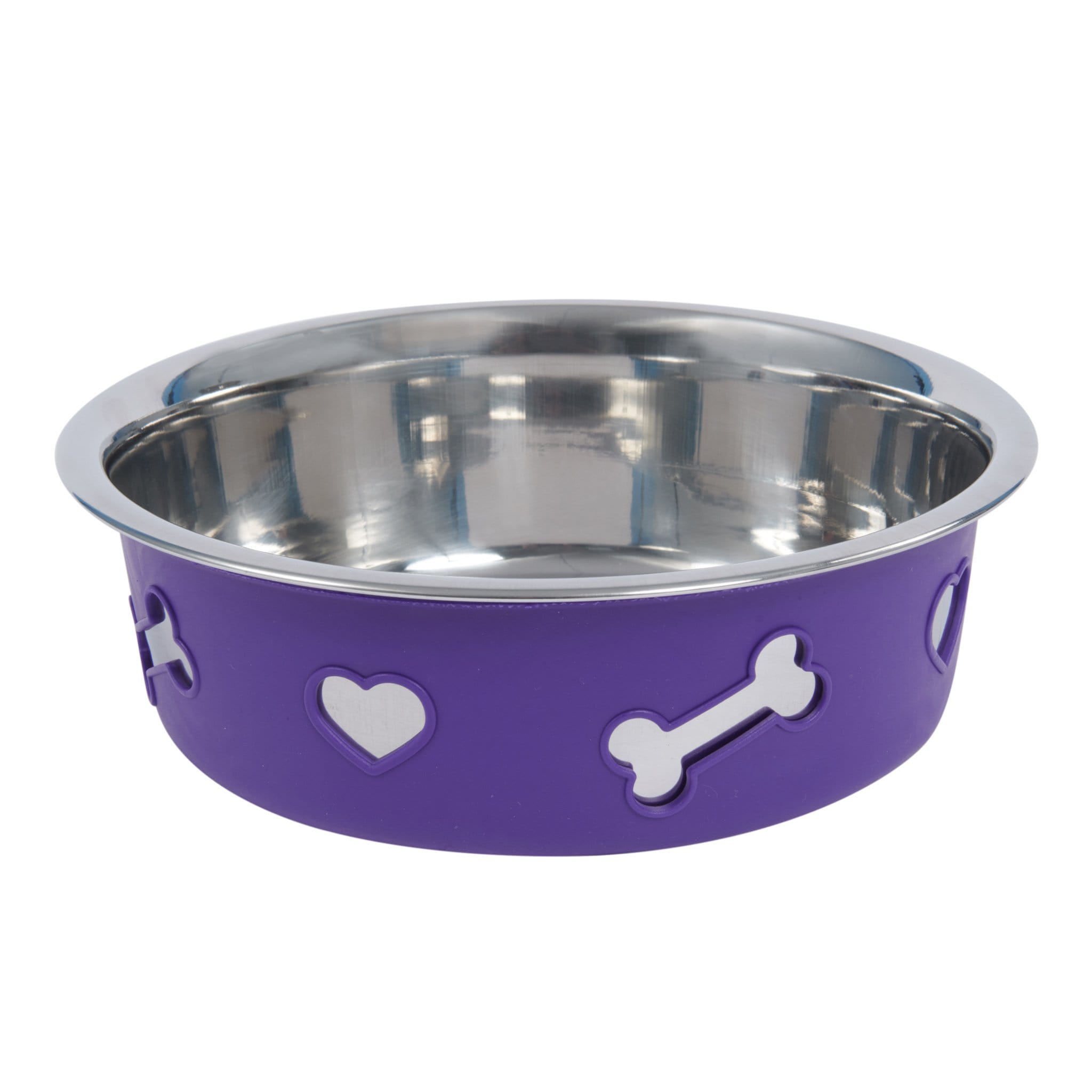 Weatherbeeta Non-Slip Stainless Steel Silicone Bone Dog Bowl - 21cm · Dark Purple