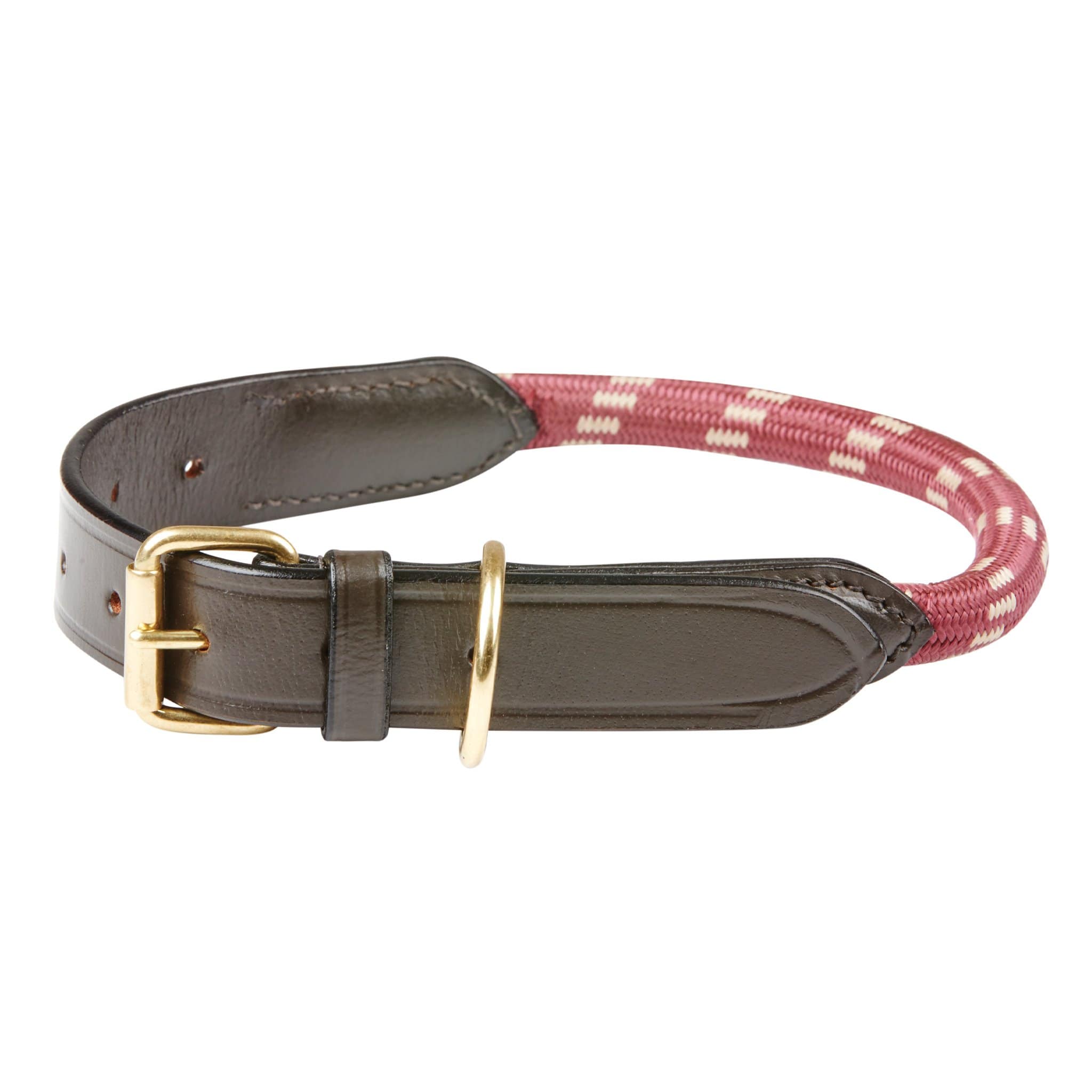 Weatherbeeta Rope Leather Dog Collar - X-Large · Burgundy