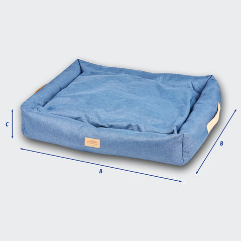 Weatherbeeta Square Denim Dog Bed Size Guide Image