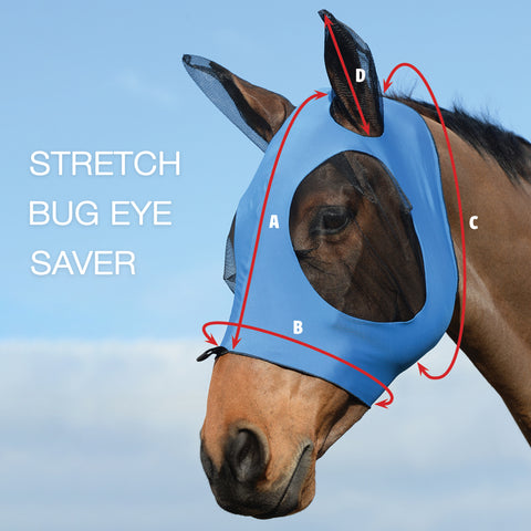 Weatherbeeta Stretch Bug Eye Saver Fly Mask Size Guide Image
