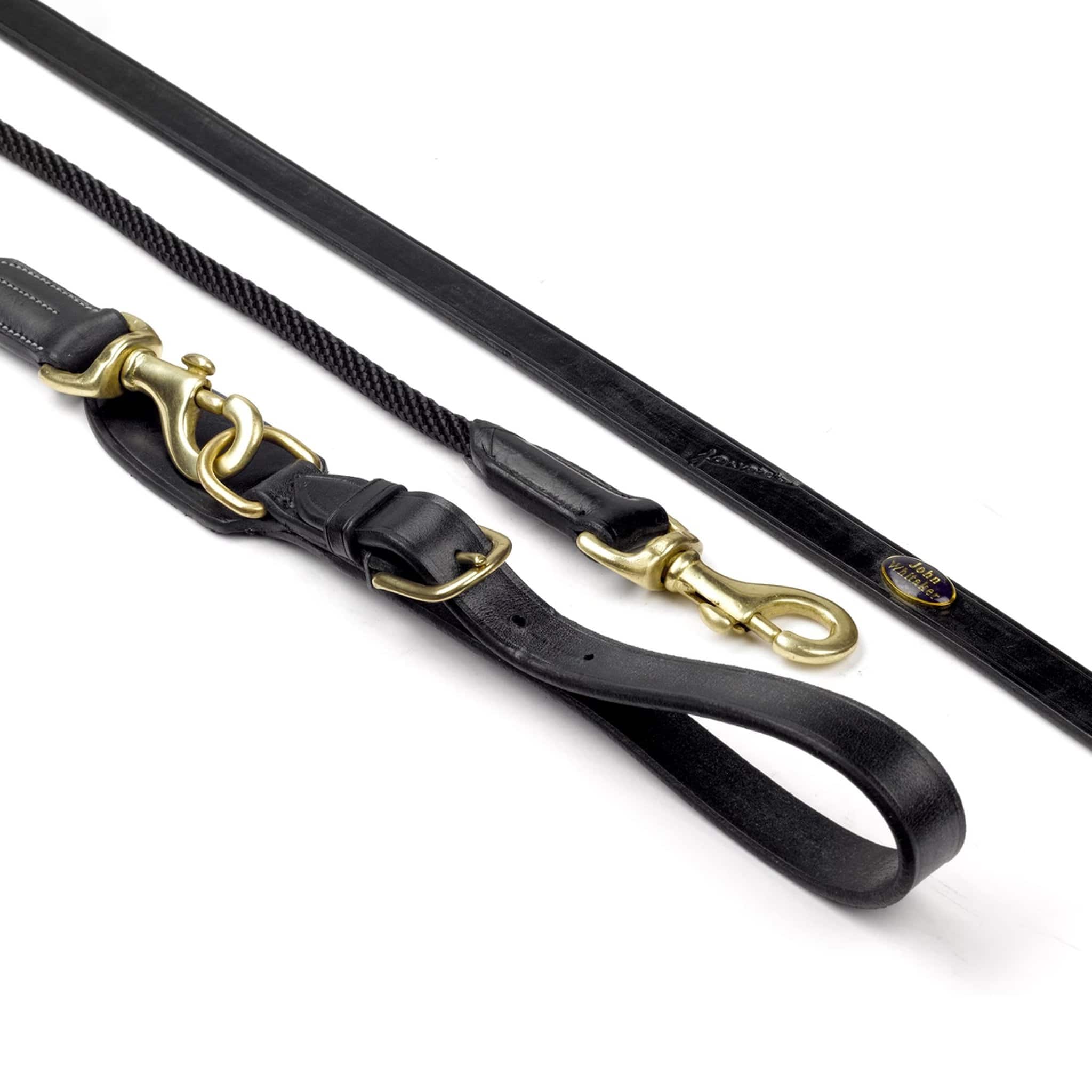 John Whitaker Rope and Leather Draw Reins - Black