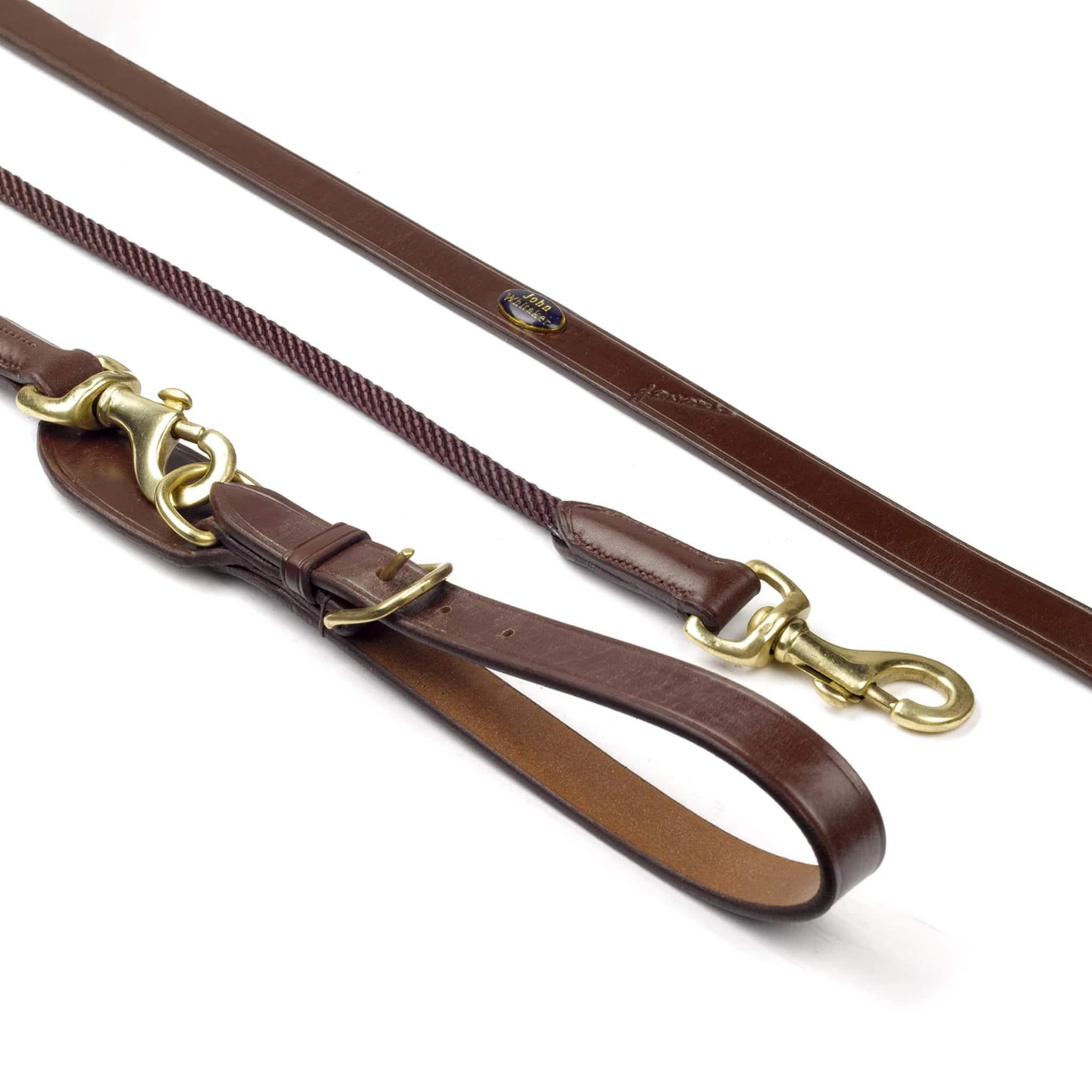 John Whitaker Rope And Leather Draw Reins Havana RDR002.