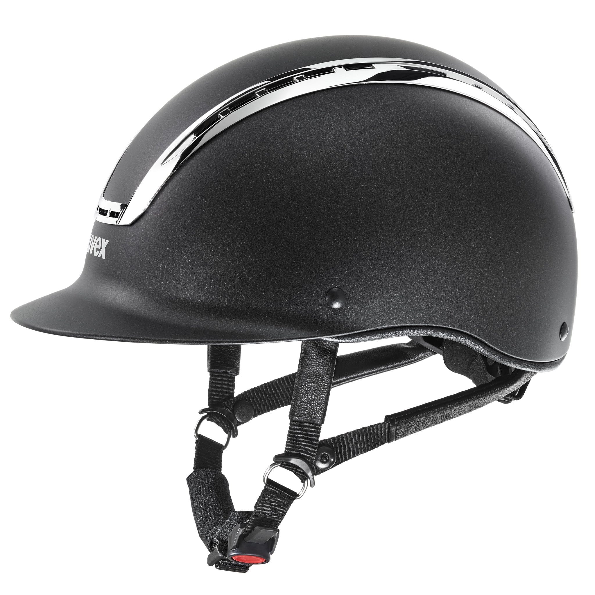 Uvex Suxxeed Chrome Children's Riding Hat - Matt Black with Silver Chrome