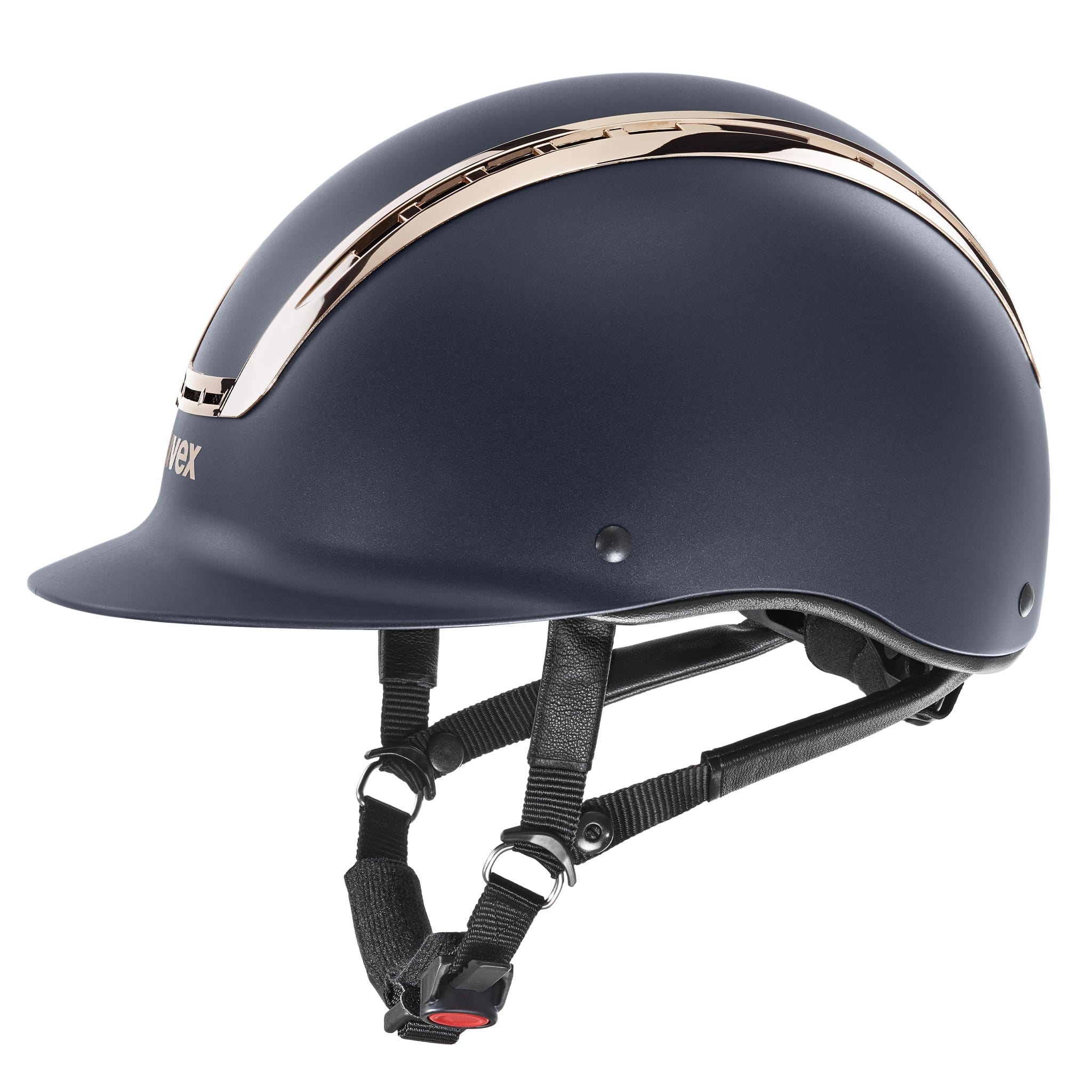 Uvex Suxxeed Chrome Children's Riding Hat - Matt Navy with Coral Chrome