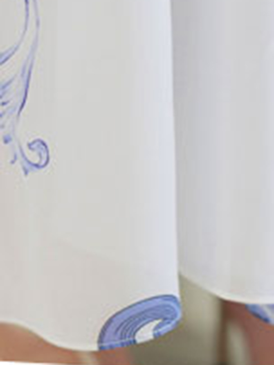 Ruffle Sleeve Bowknot Printed Chiffon Maxi Dress