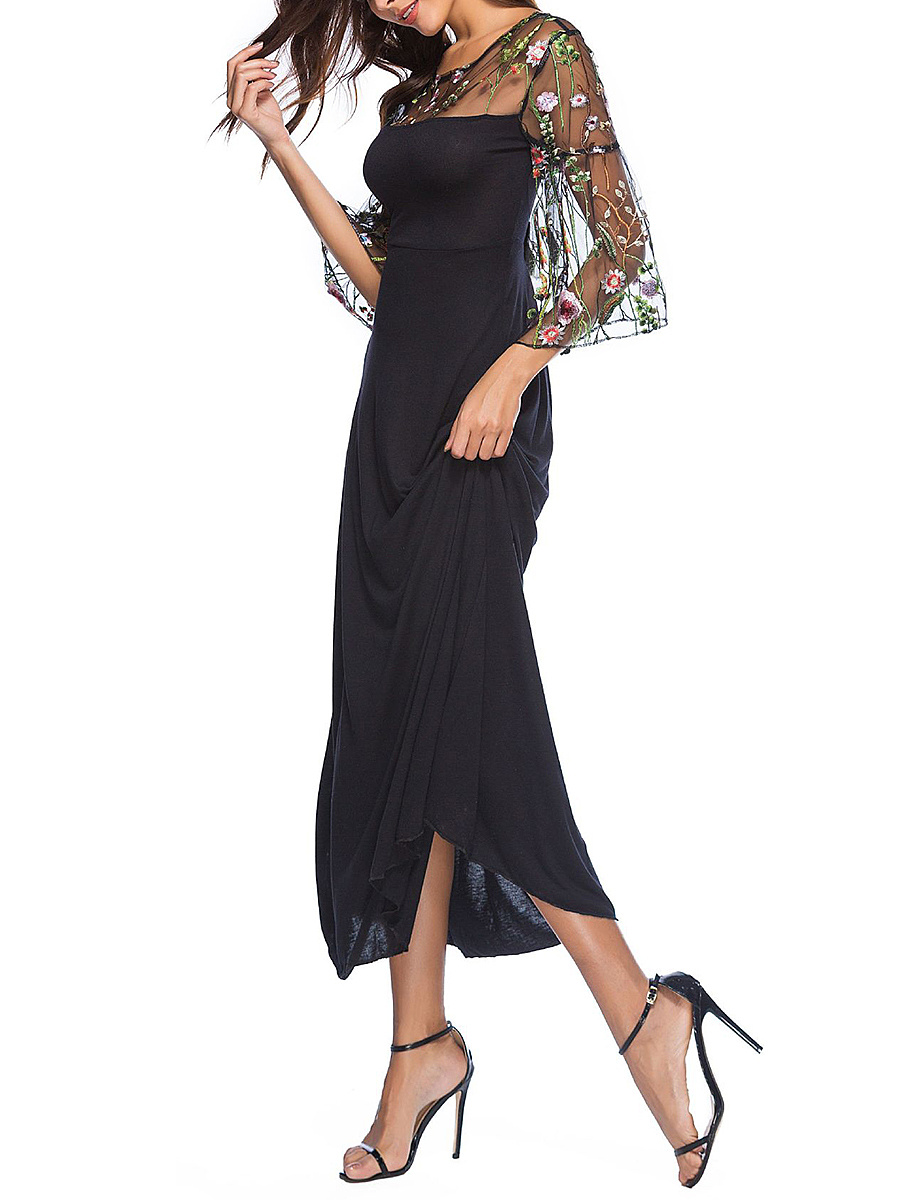 Round Neck Printed Maxi Dress