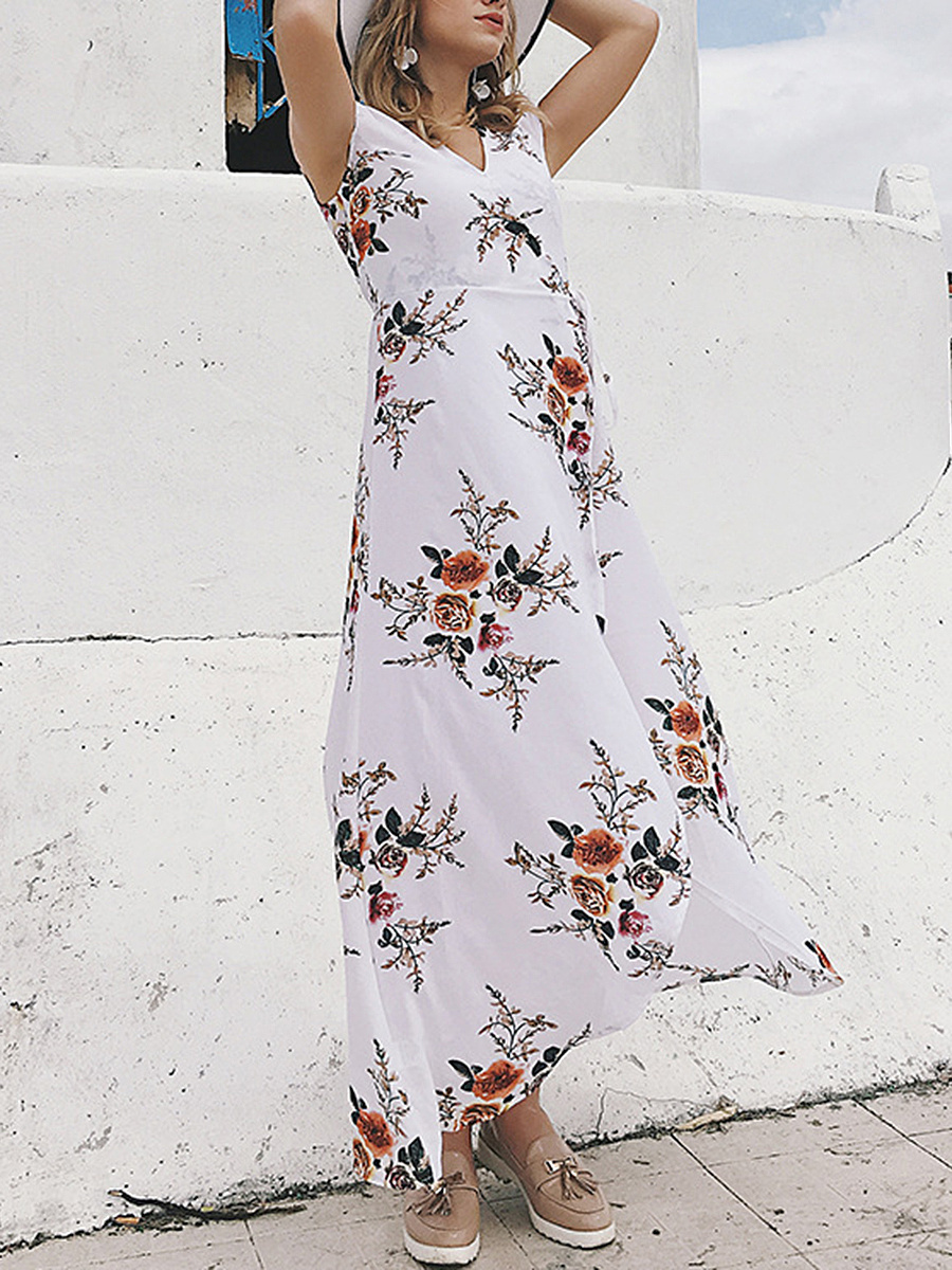 Surplice Printed Maxi Dress