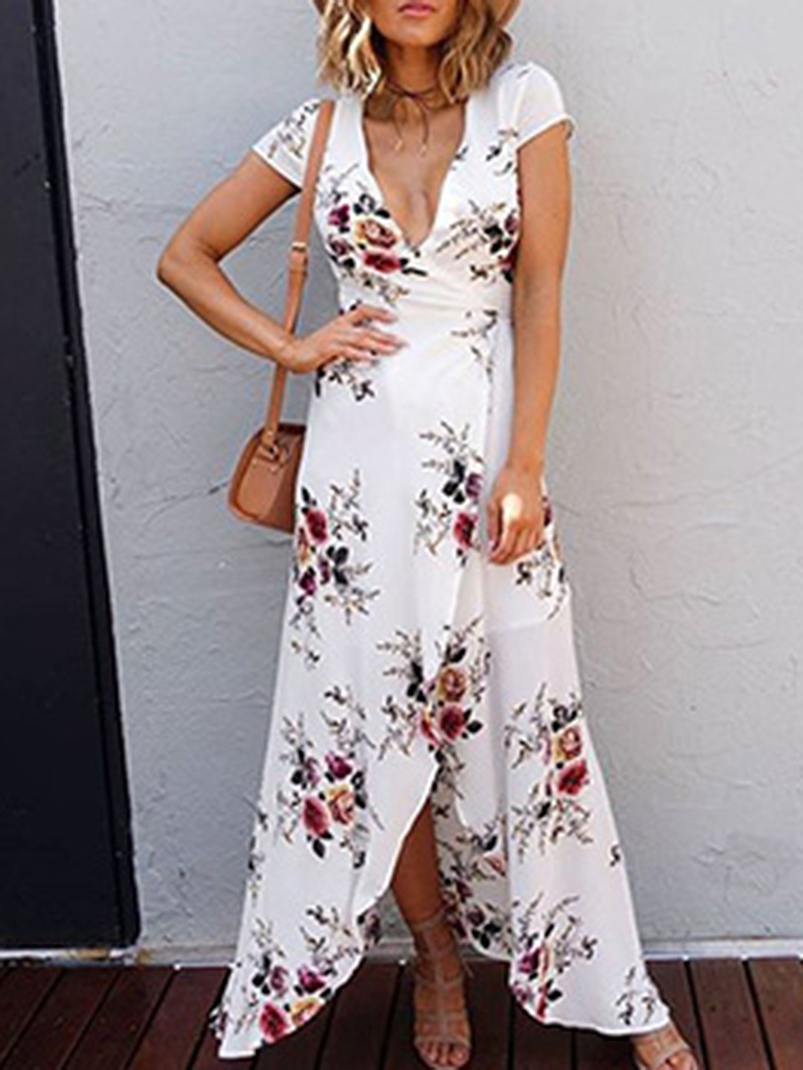 Surplice Printed Maxi Dress