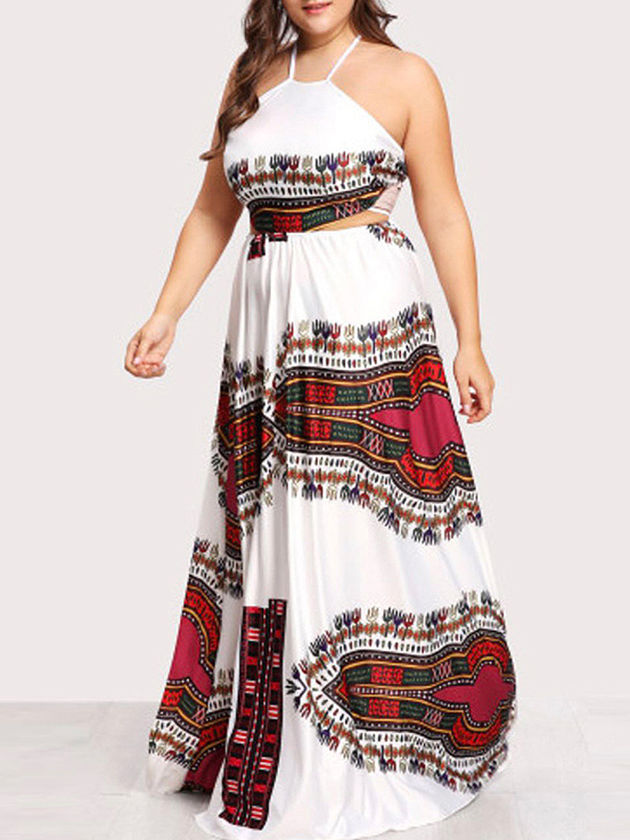 Spaghetti Strap Bohemian Plus Size Midi & Maxi Dresses
