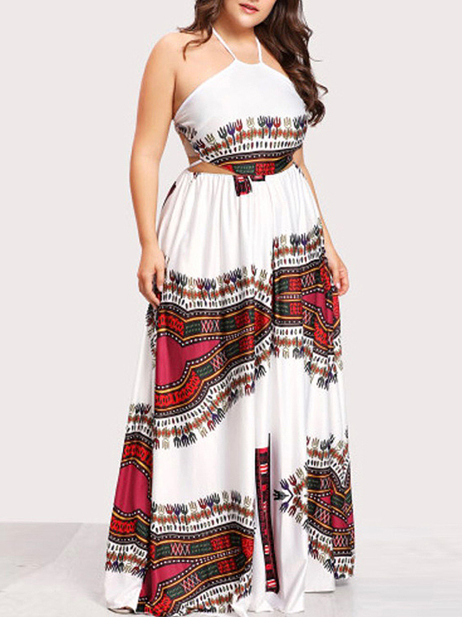 Spaghetti Strap Bohemian Plus Size Midi & Maxi Dresses