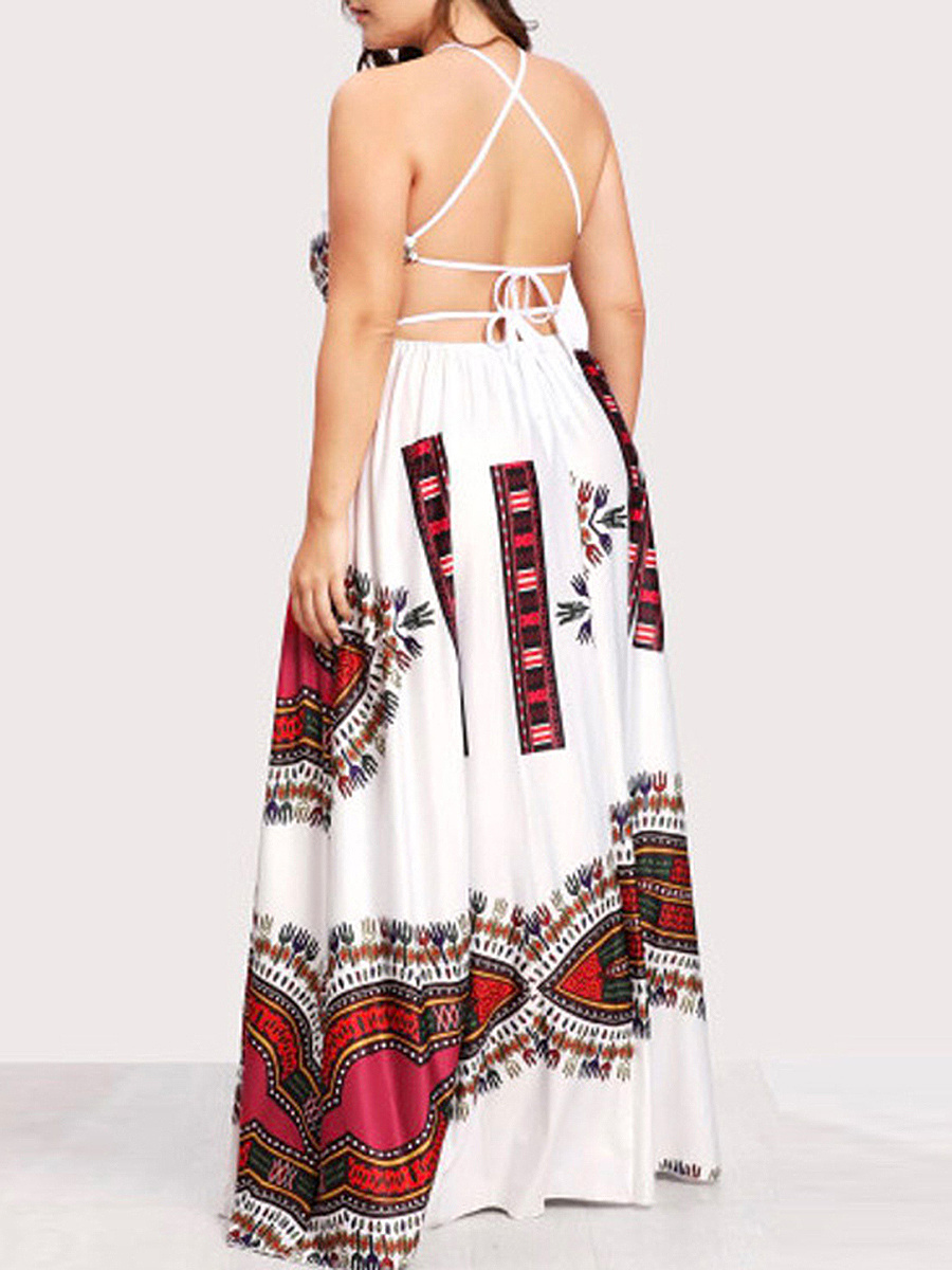 Spaghetti Strap Bohemian Plus Size Midi & Maxi Dresses
