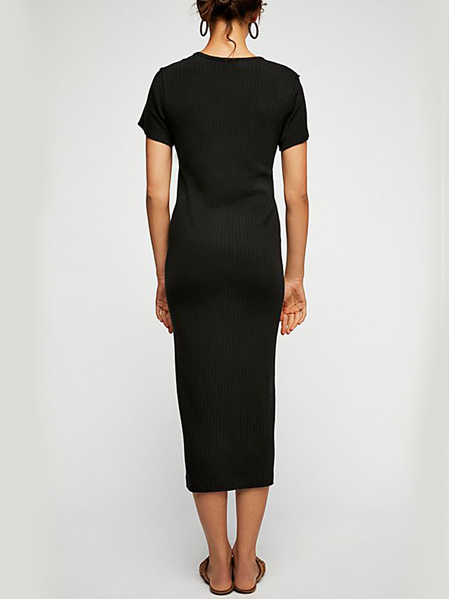 Round Neck Plain Maxi Dress