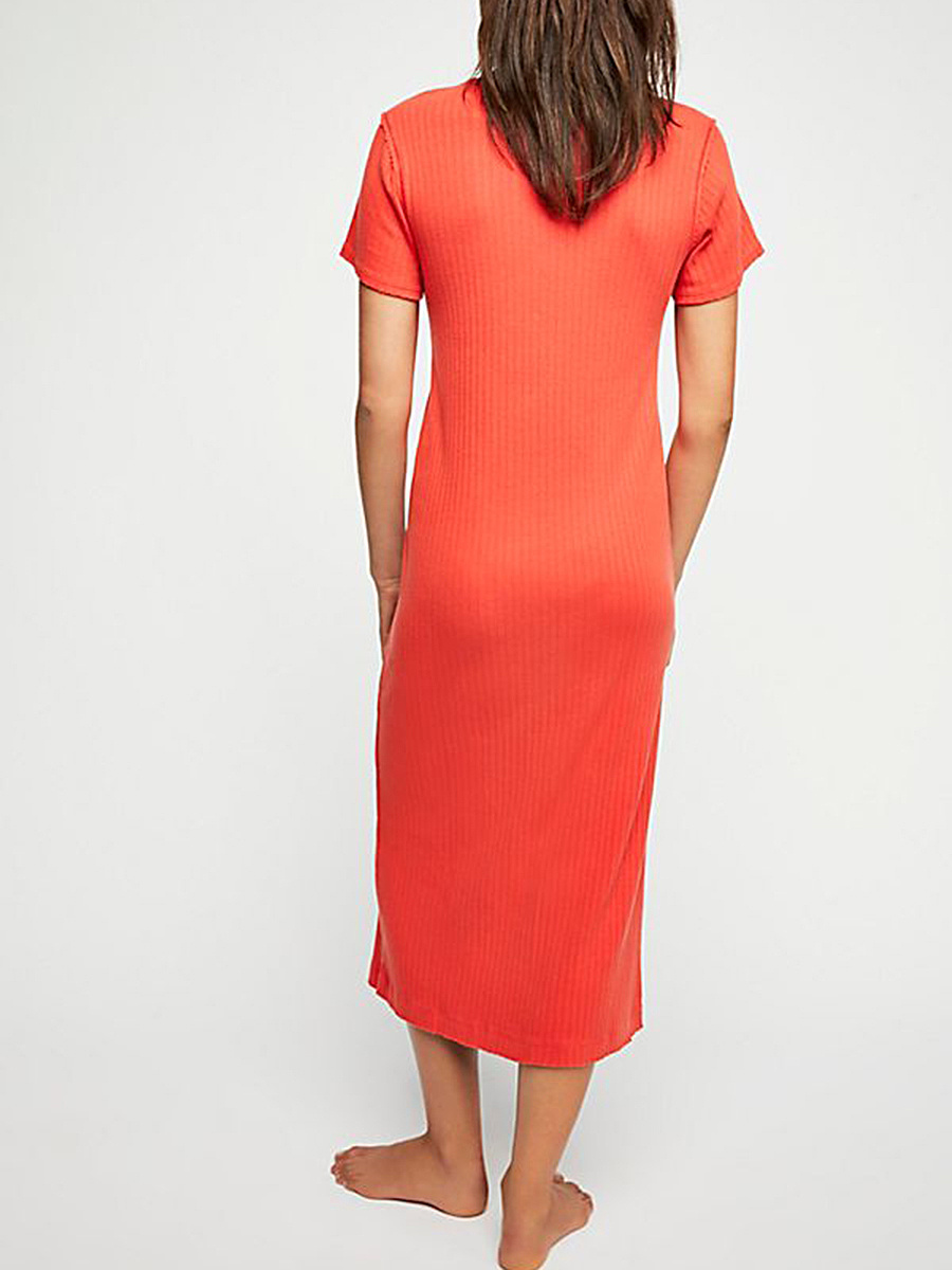 Round Neck Plain Maxi Dress