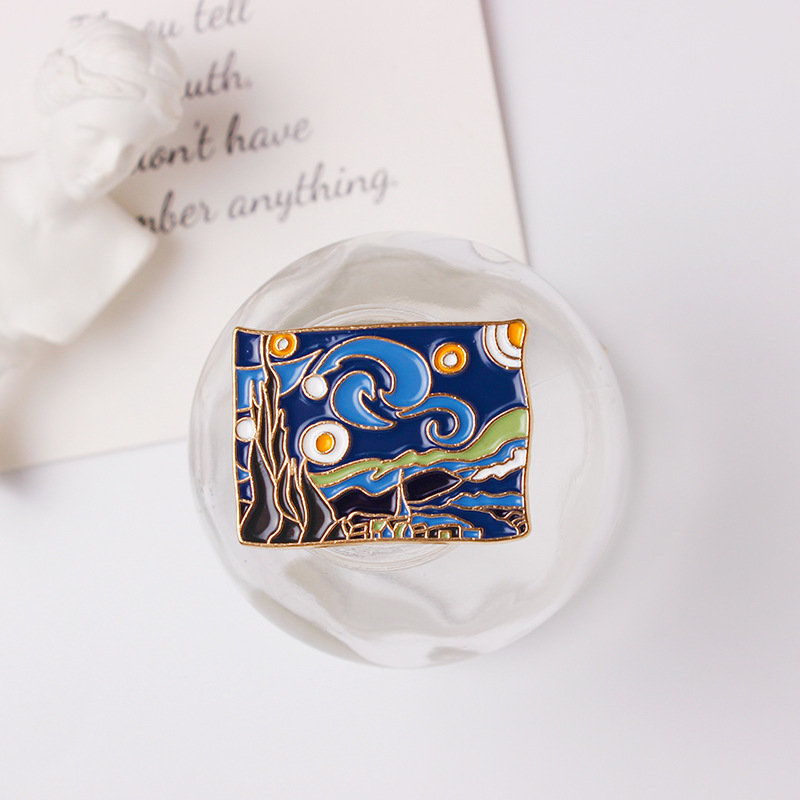 Retro Van Gogh Starry Night Alloy Brooch