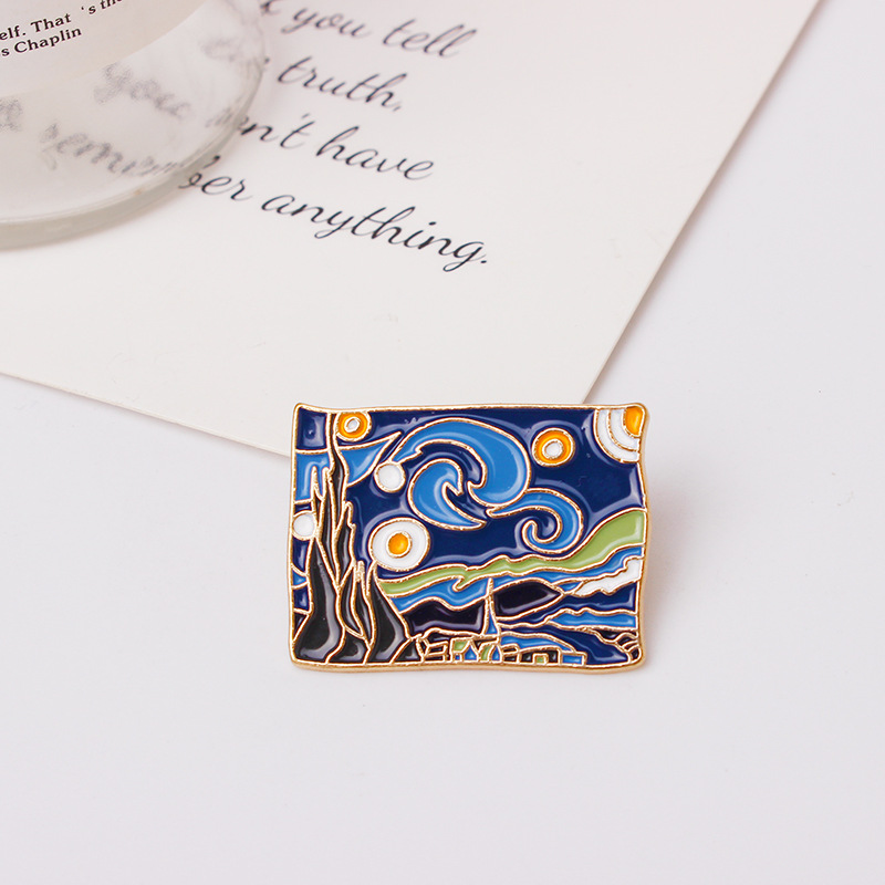 Retro Van Gogh Starry Night Alloy Brooch