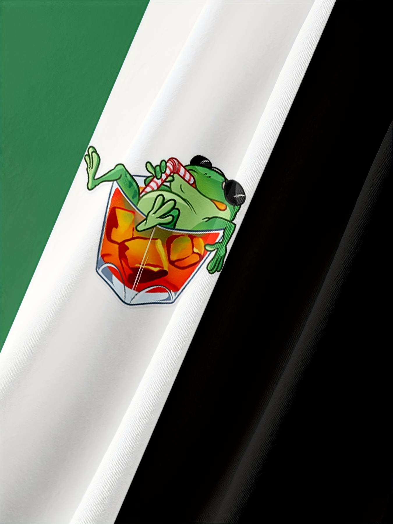 Men's Hawaiian Shirts Frog Drink Cocktail Chest Pocket  Bowling Style Aloha Shirts