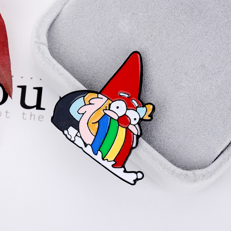 Rainbow Gnome Brooch