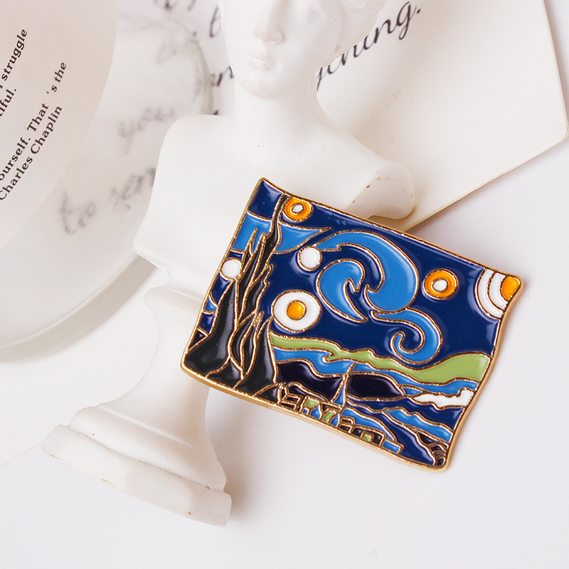 Retro Van Gogh Starry Night Alloy Brooch
