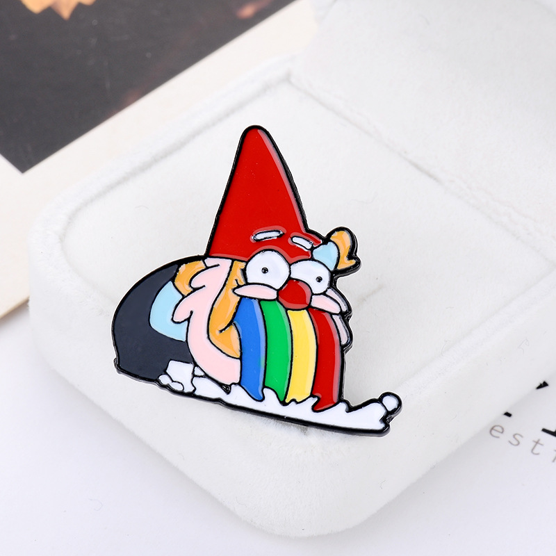 Rainbow Gnome Brooch