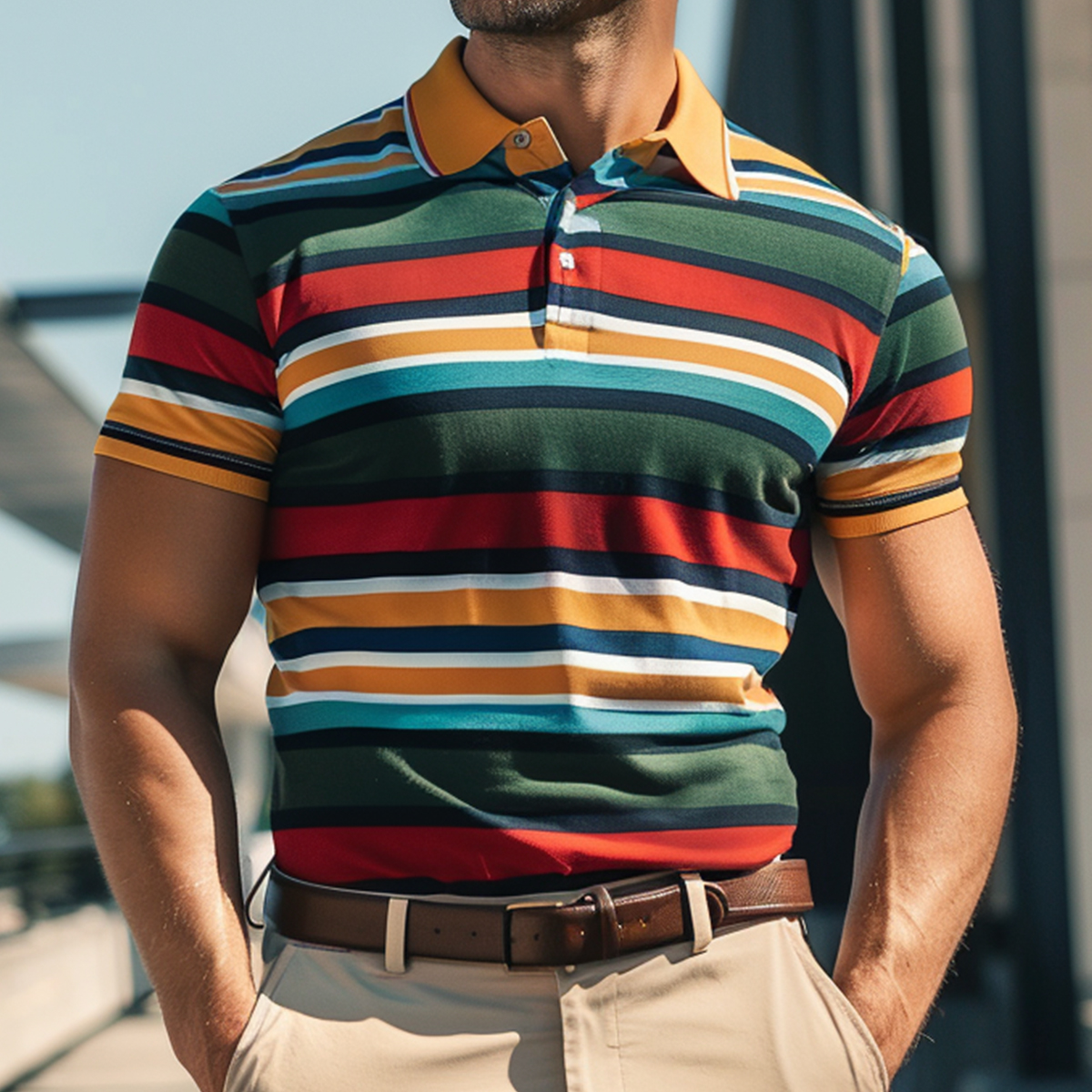 Men's Multicolor Stripes Polo Shirt