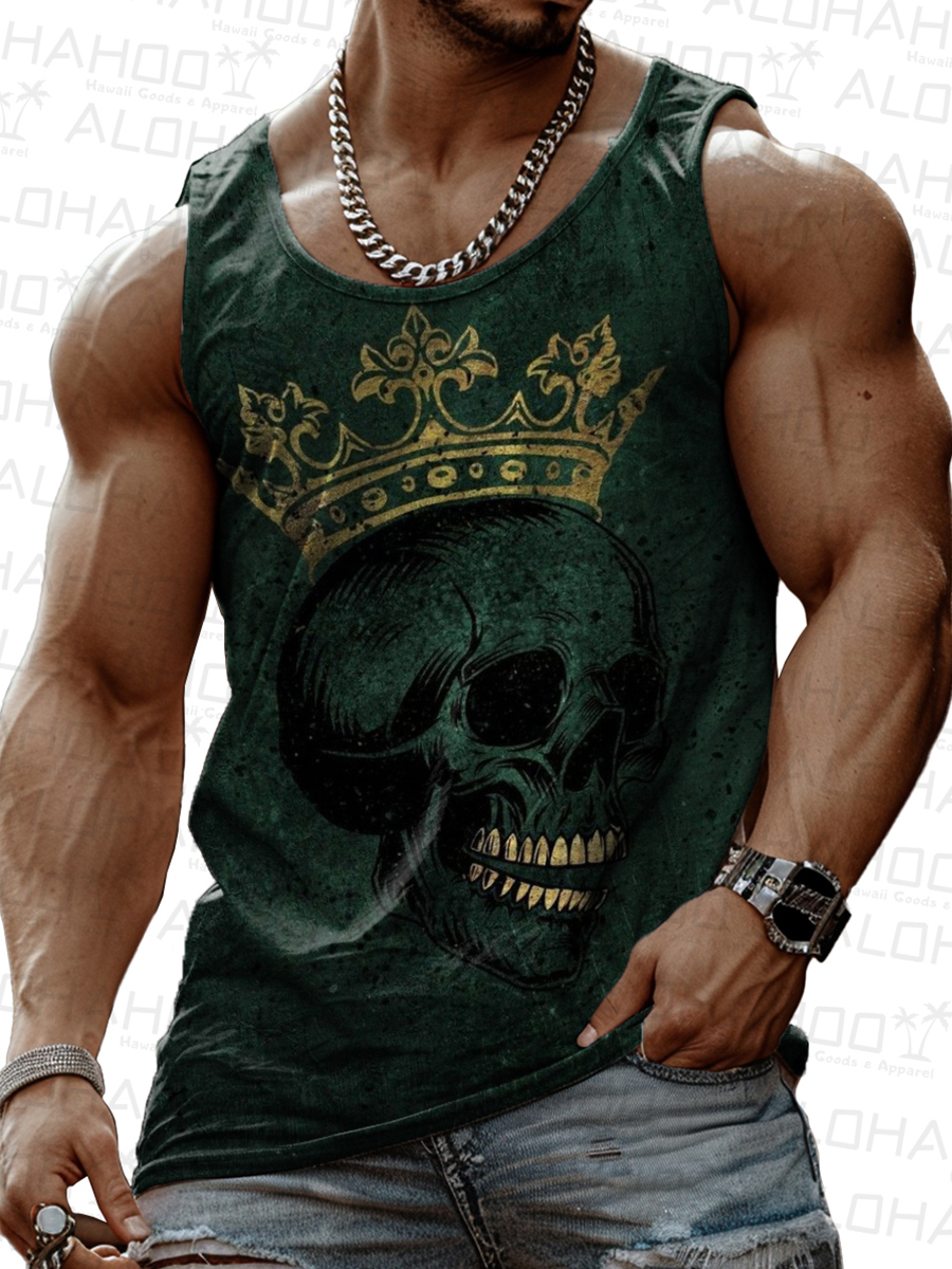 Men's Casual Skull King Tank Top T-Shirt
