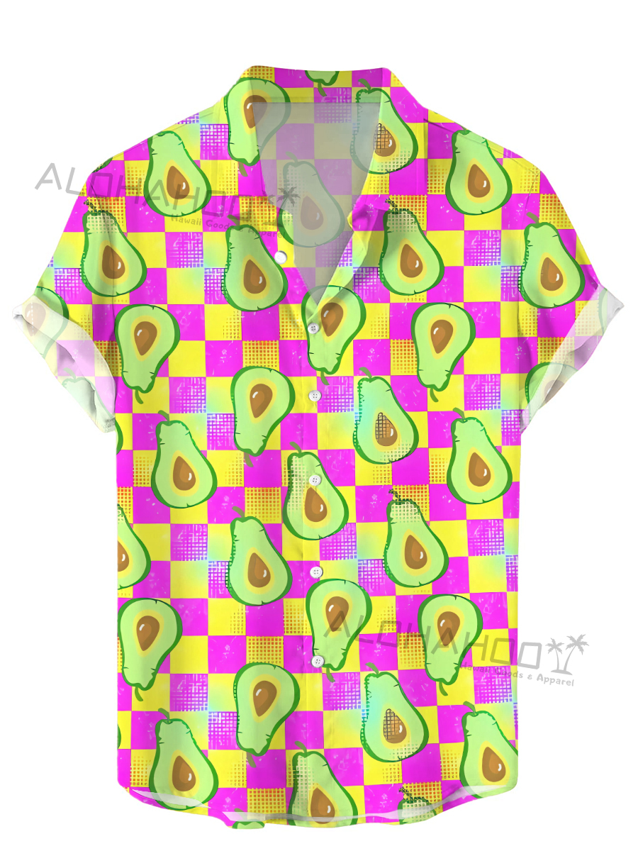 Men's Hawaiian Summer Avocado Pattern Shirts Aloha Shirts
