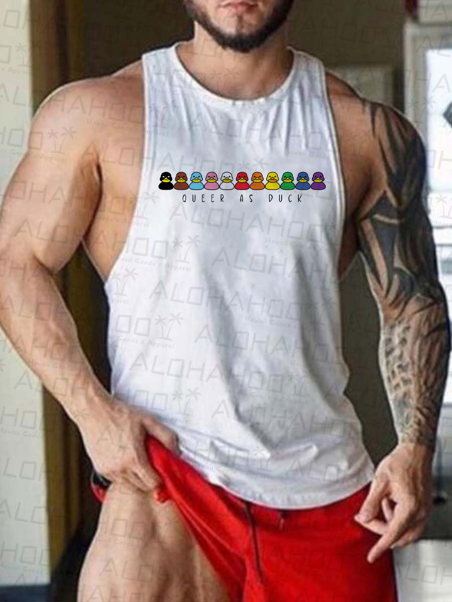 Men's T-Shirt Muscle Man Queer As Duck Top Sleeveless T-Shirt